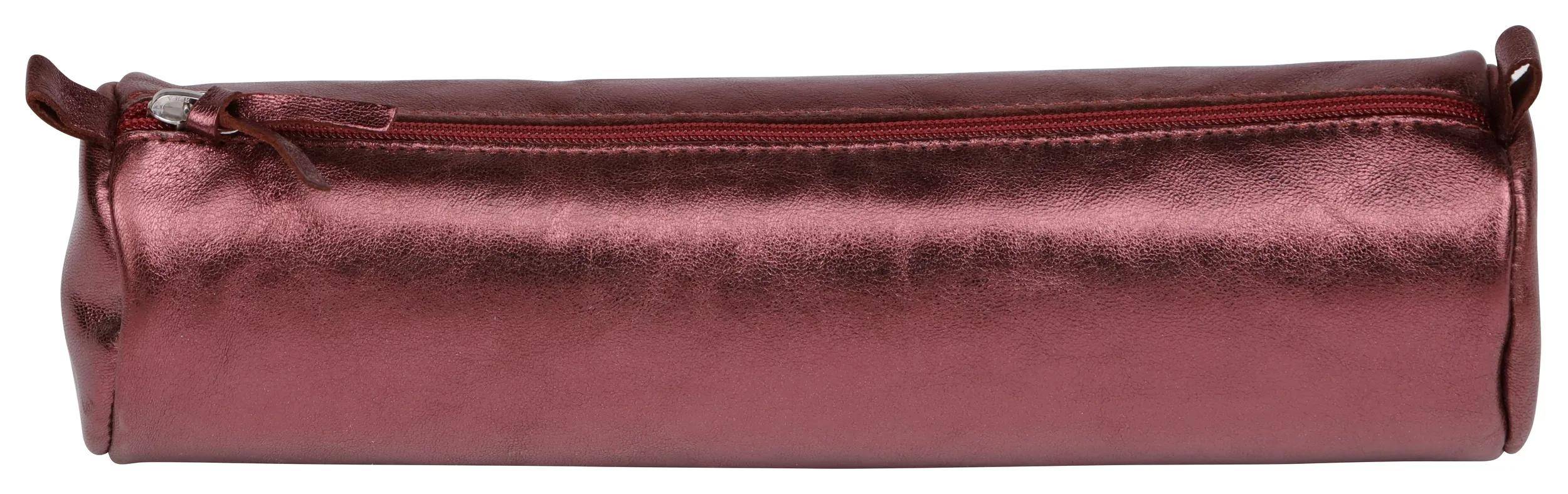 Clairefontaine 4x Schlampermäppchen Leder Cuirisé rund Ø5,5x22cm Kirsche 8689C