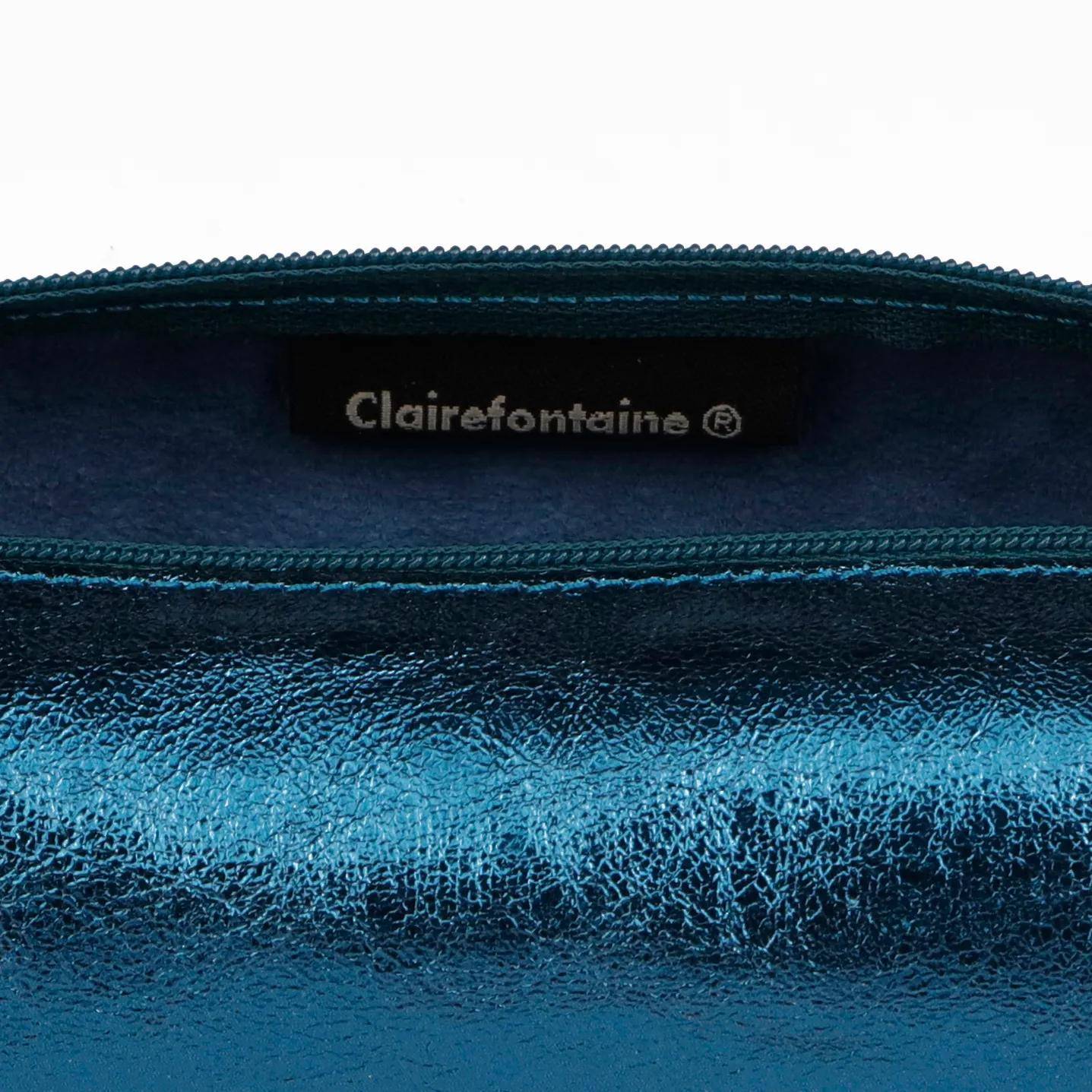 Clairefontaine 4x Schlampermäppchen Leder Cuirisé rund Ø5,5x22cm Indigo 8693C