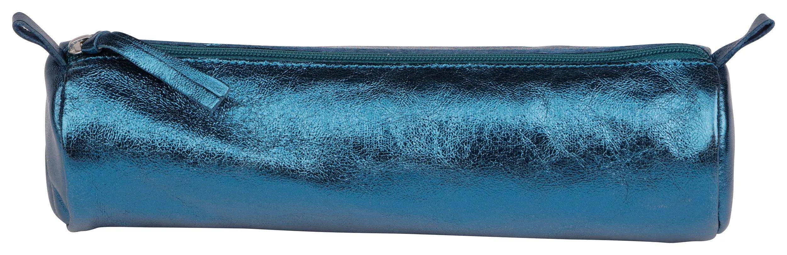 Clairefontaine 4x Schlampermäppchen Leder Cuirisé rund Ø5,5x22cm Indigo 8693C