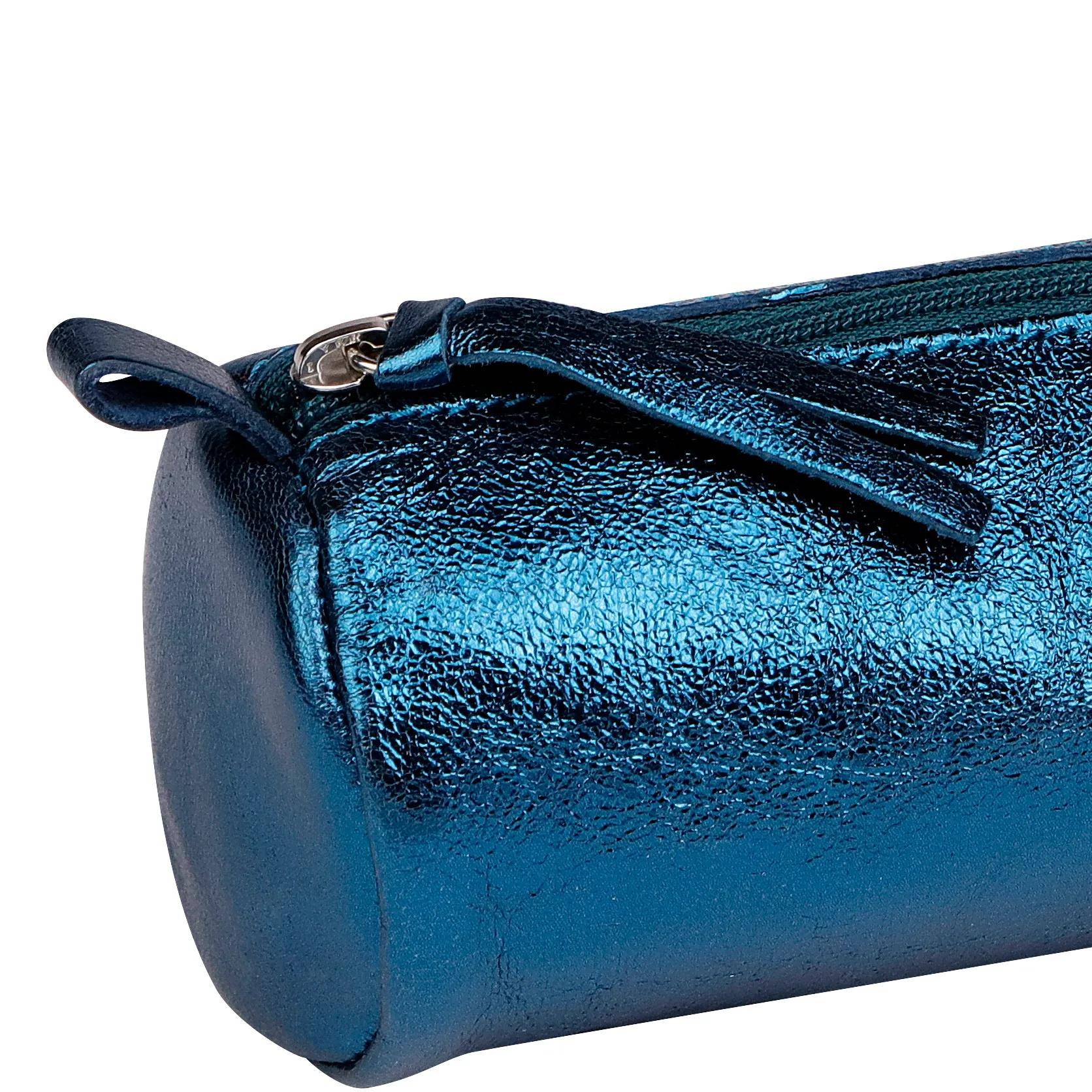 Clairefontaine 4x Schlampermäppchen Leder Cuirisé rund Ø5,5x22cm Indigo 8693C