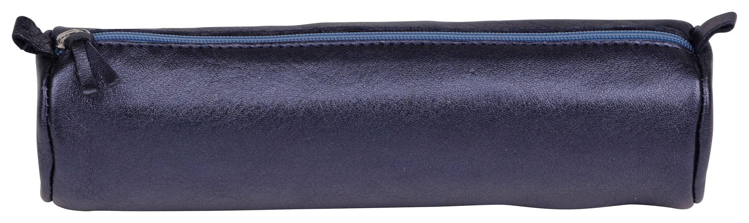 Clairefontaine 4x Schlampermäppchen Leder Cuirisé rund Ø5,5x22cm Petroleum 8694C