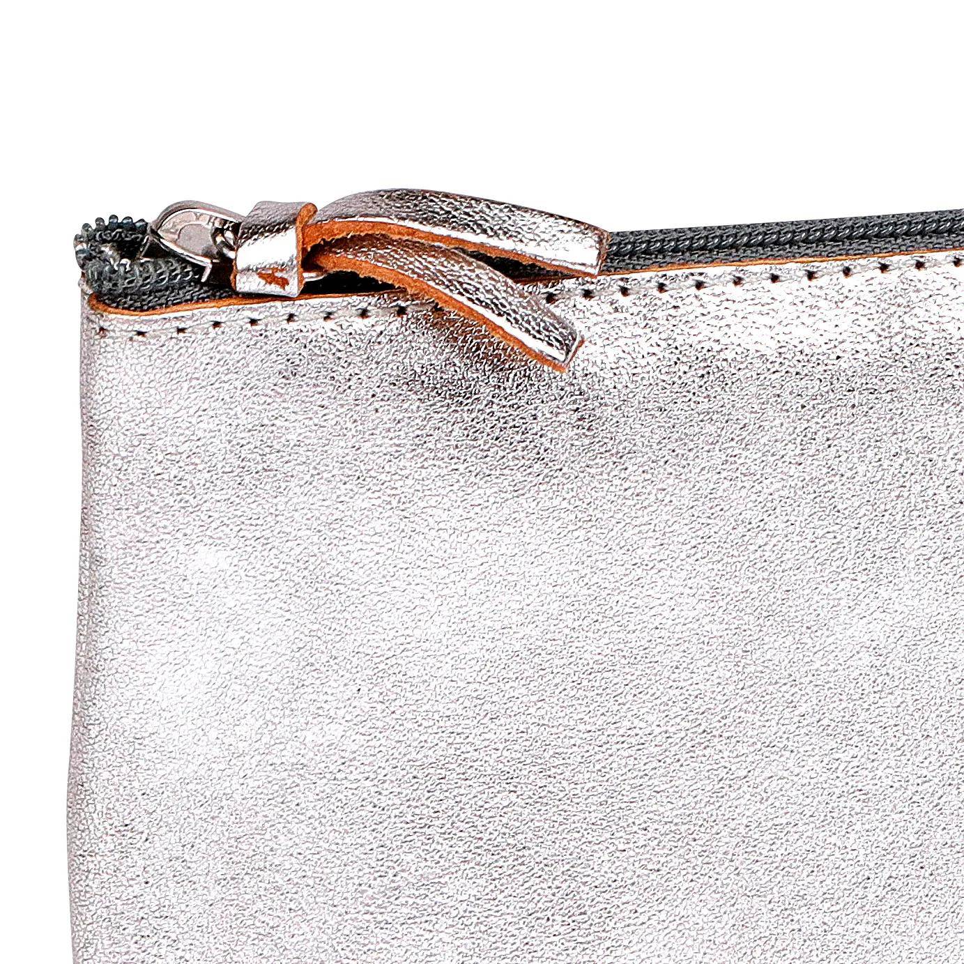 Clairefontaine 4x Schlampermäppchen Leder Cuirisé TM flach 22x11cm Silber 8701C