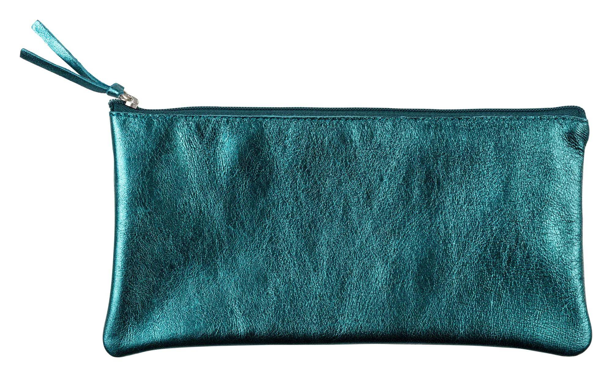 Clairefontaine 4x Schlampermäppchen Leder Cuirisé TM flach 22x11cm Indigo 8706C