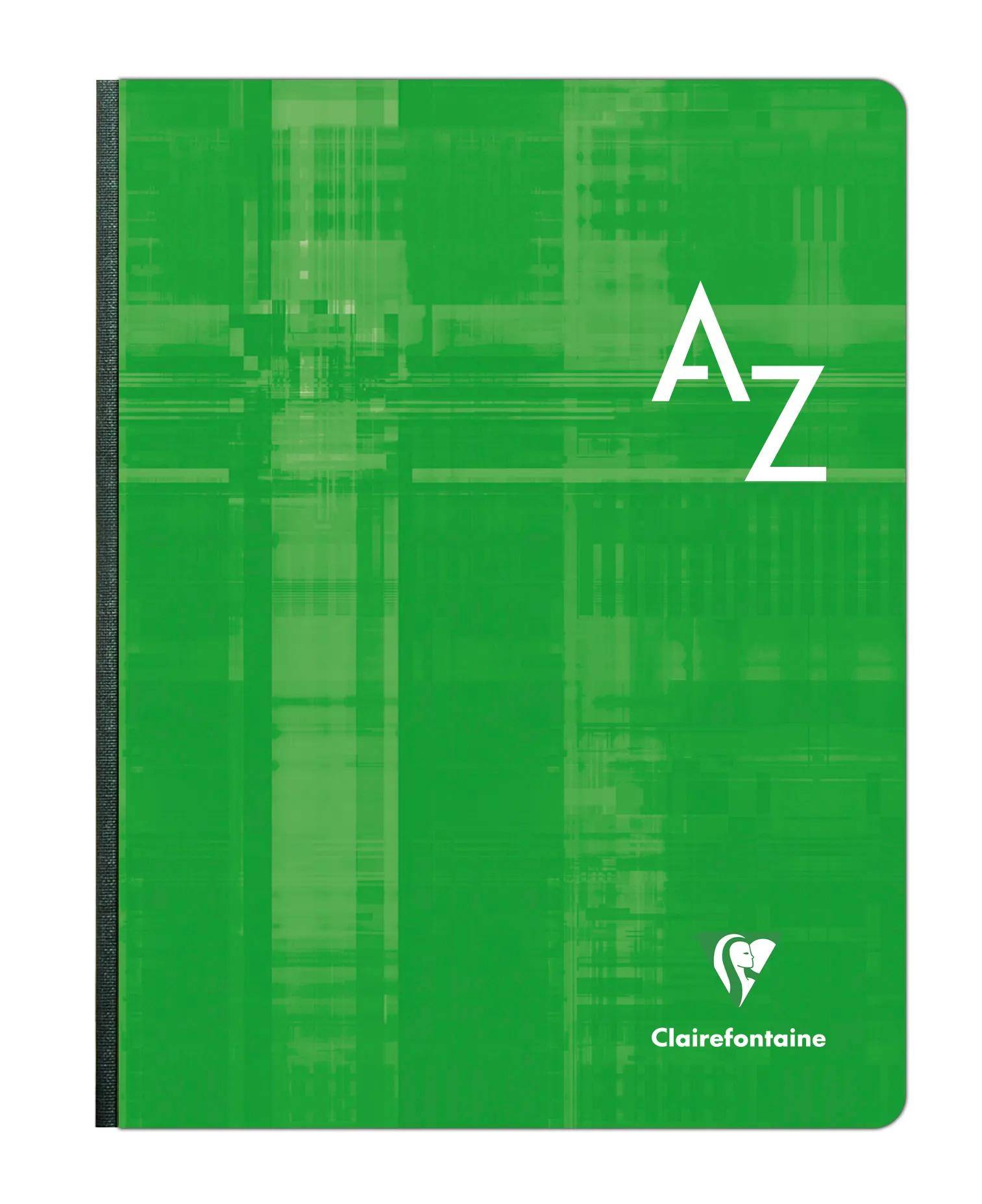Grüner Clairefontaine-Notizbucheinband mit weißen Buchstaben „A Z