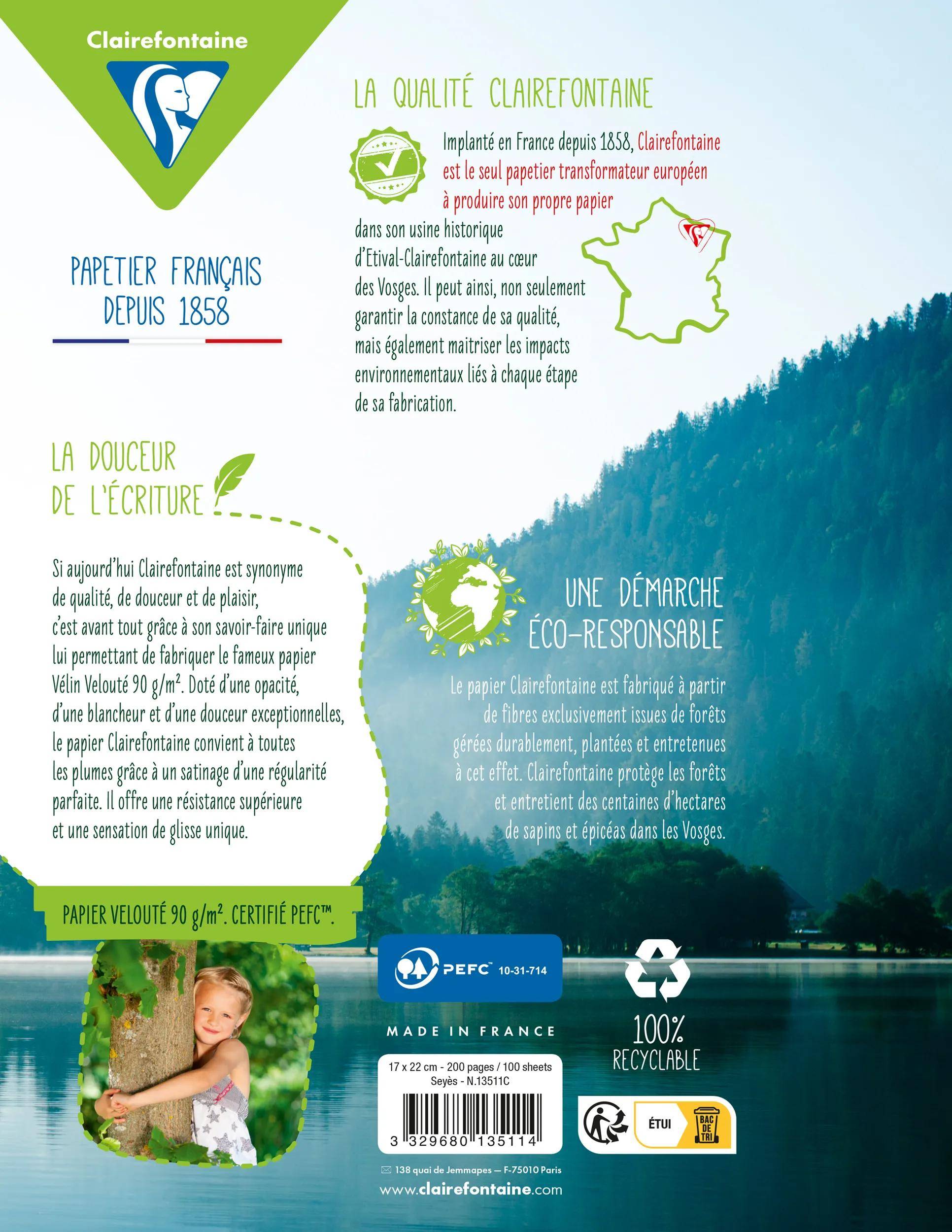 Clairefontaine 5x farbige Ringbucheinlagen 17x22cm Pack. 100 Blatt Sort. 13511C