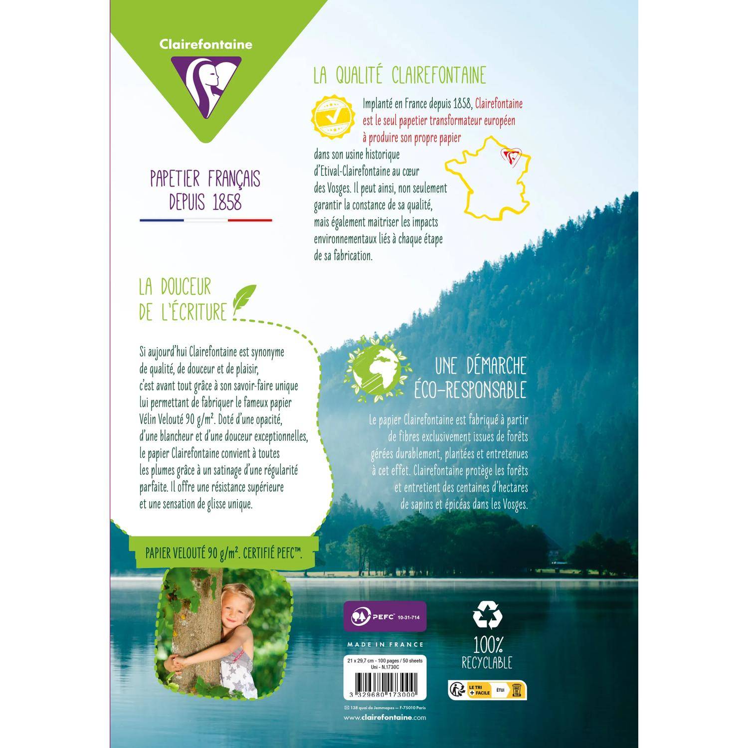 Clairefontaine 10x Packung 50 Bl Ringbucheinlagen, A4, 90g, weiß, blanko 1730C