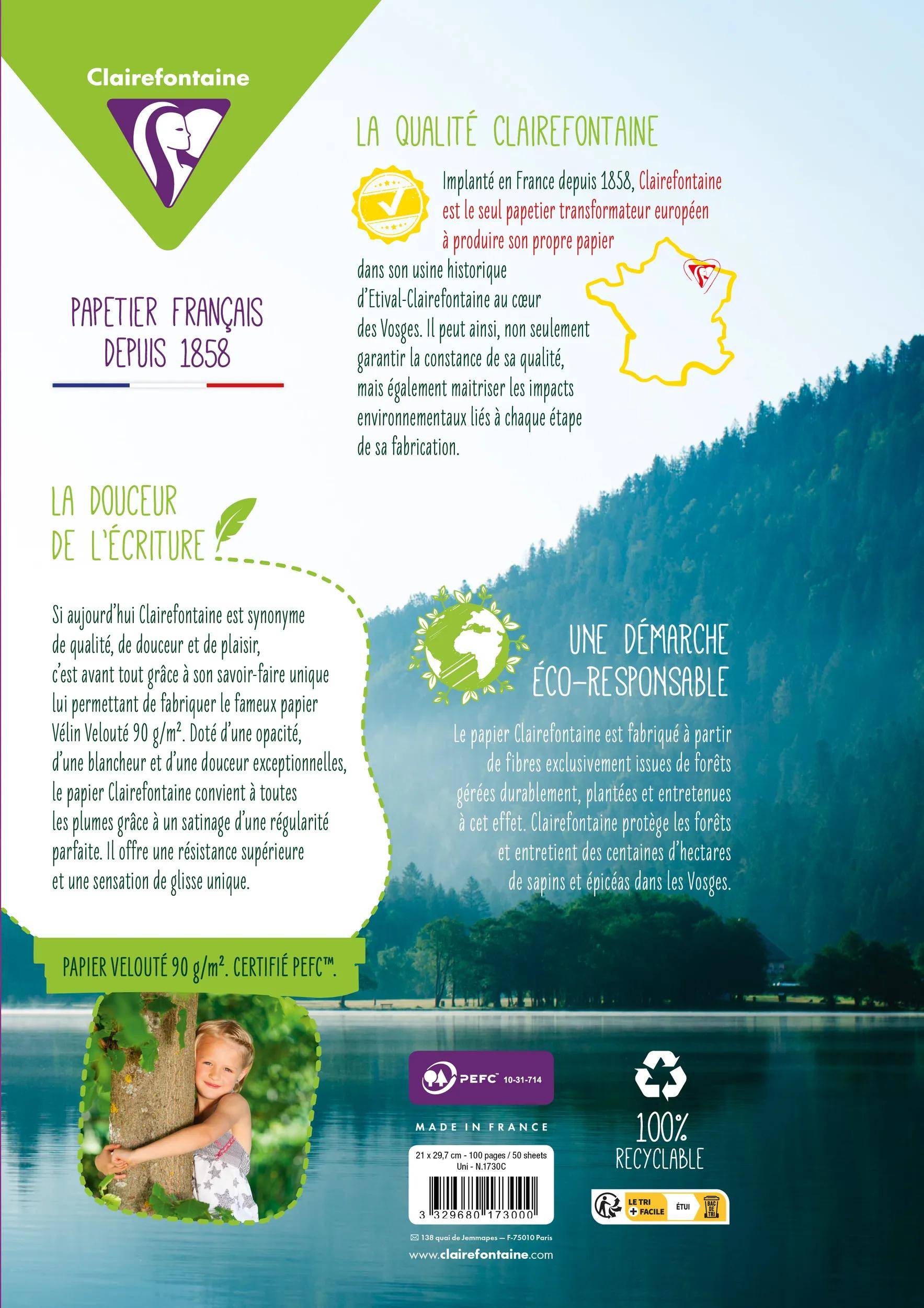 Clairefontaine 10x Packung 50 Bl Ringbucheinlagen, A4, 90g, weiß, blanko 1730C