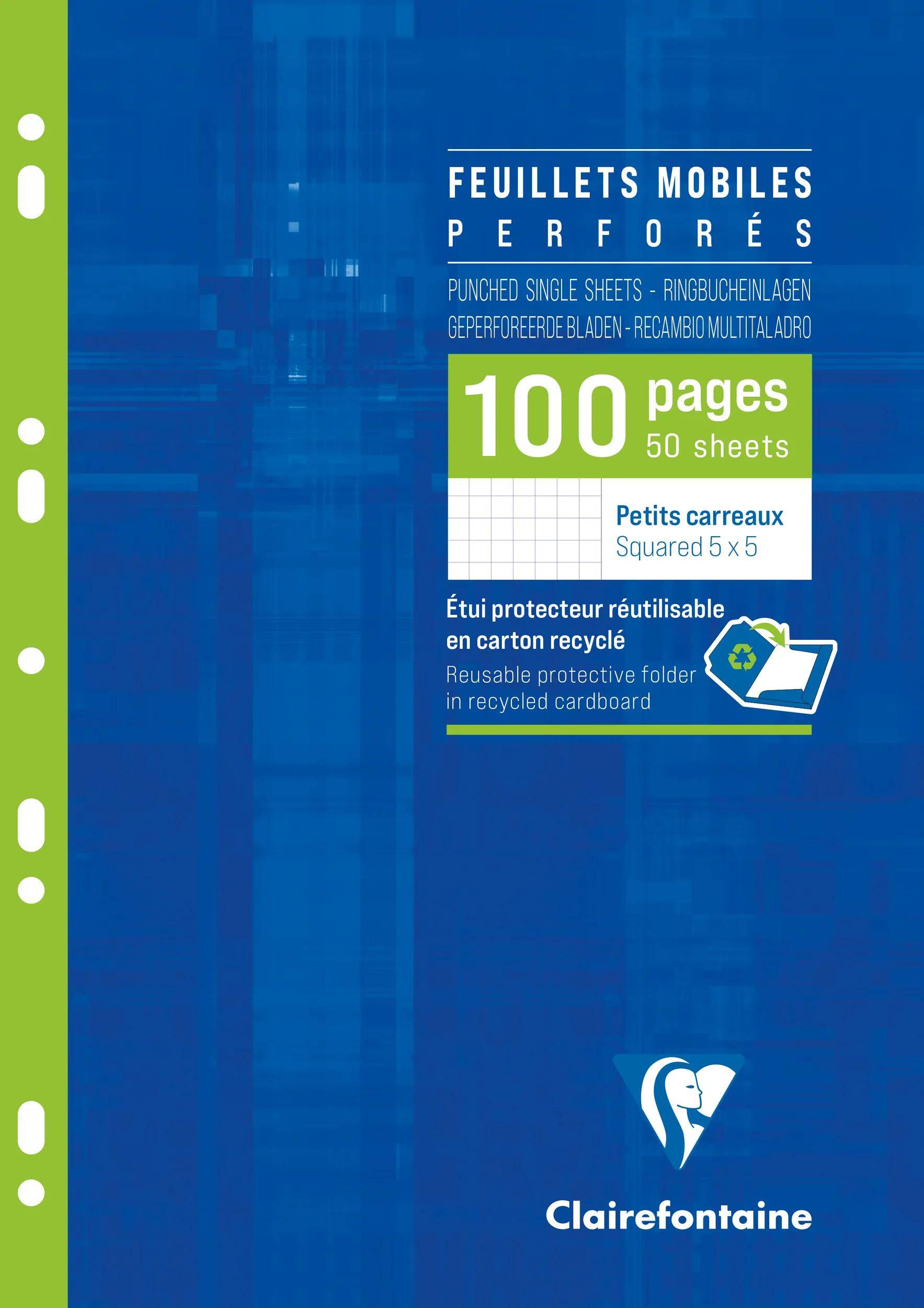 Clairefontaine 10x Packung 50 Bl Ringbucheinlagen, DIN A4, 90g, kariert 1732C
