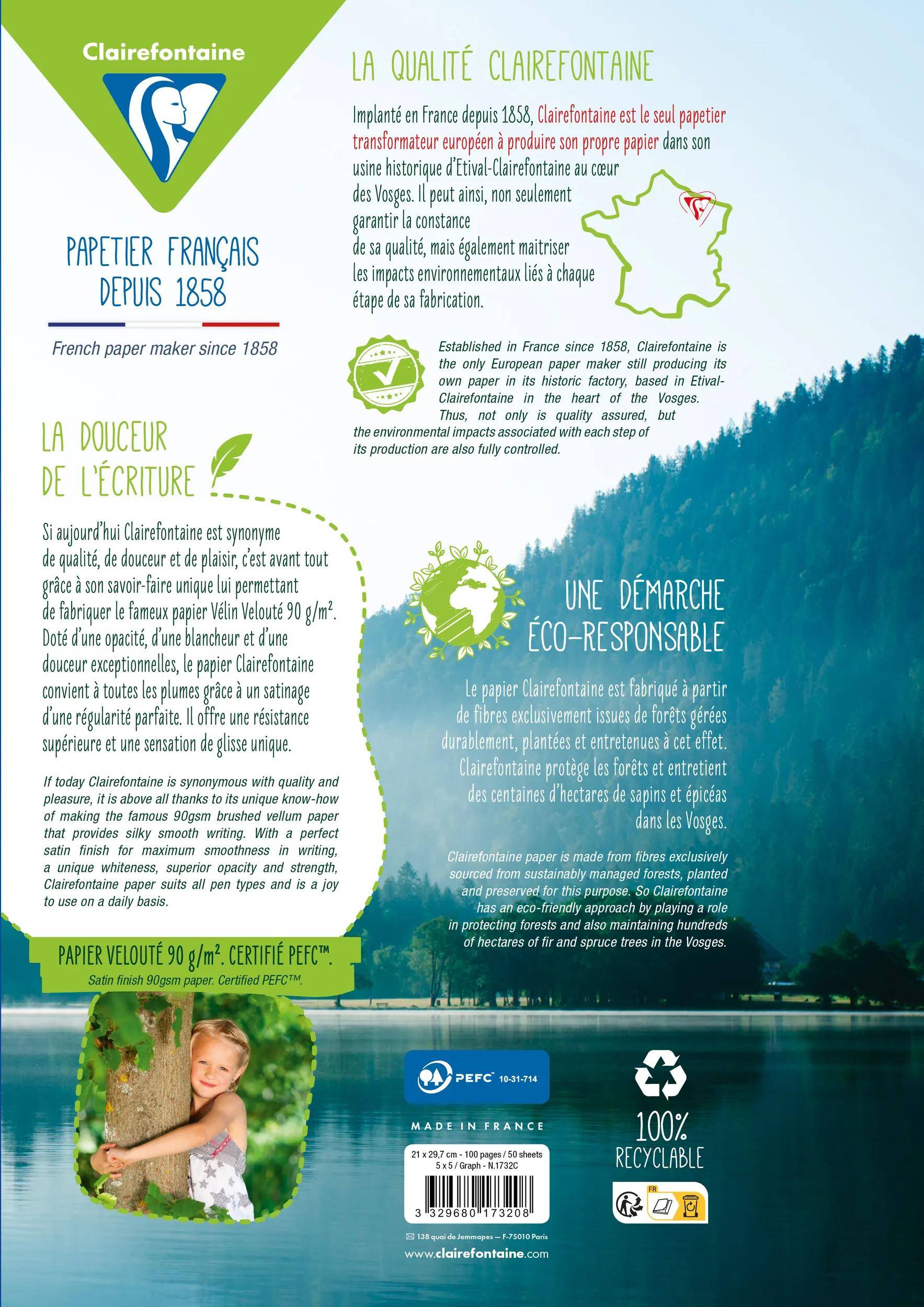 Clairefontaine 10x Packung 50 Bl Ringbucheinlagen, DIN A4, 90g, kariert 1732C