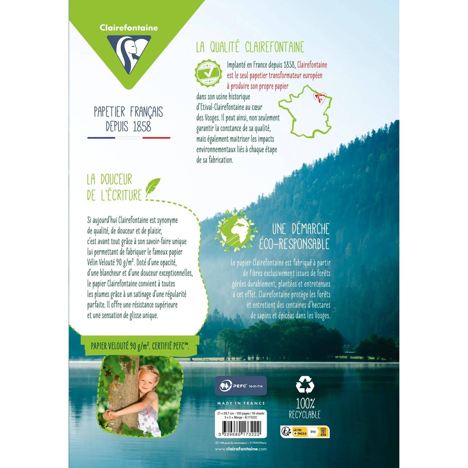 Clairefontaine 10x Pack. 50 Blatt Ringbucheinlagen DIN A4 kariert 17322C