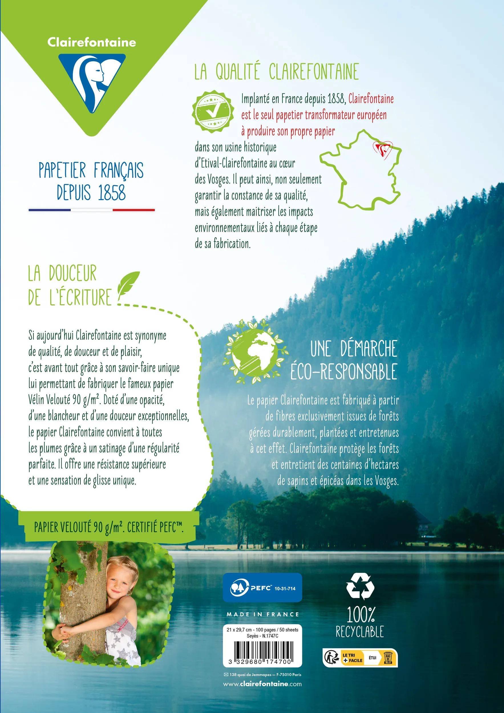 Clairefontaine 10x Farbige Ringbucheinlagen A4 Pack. 50 Blatt franz. Lin. 1747C