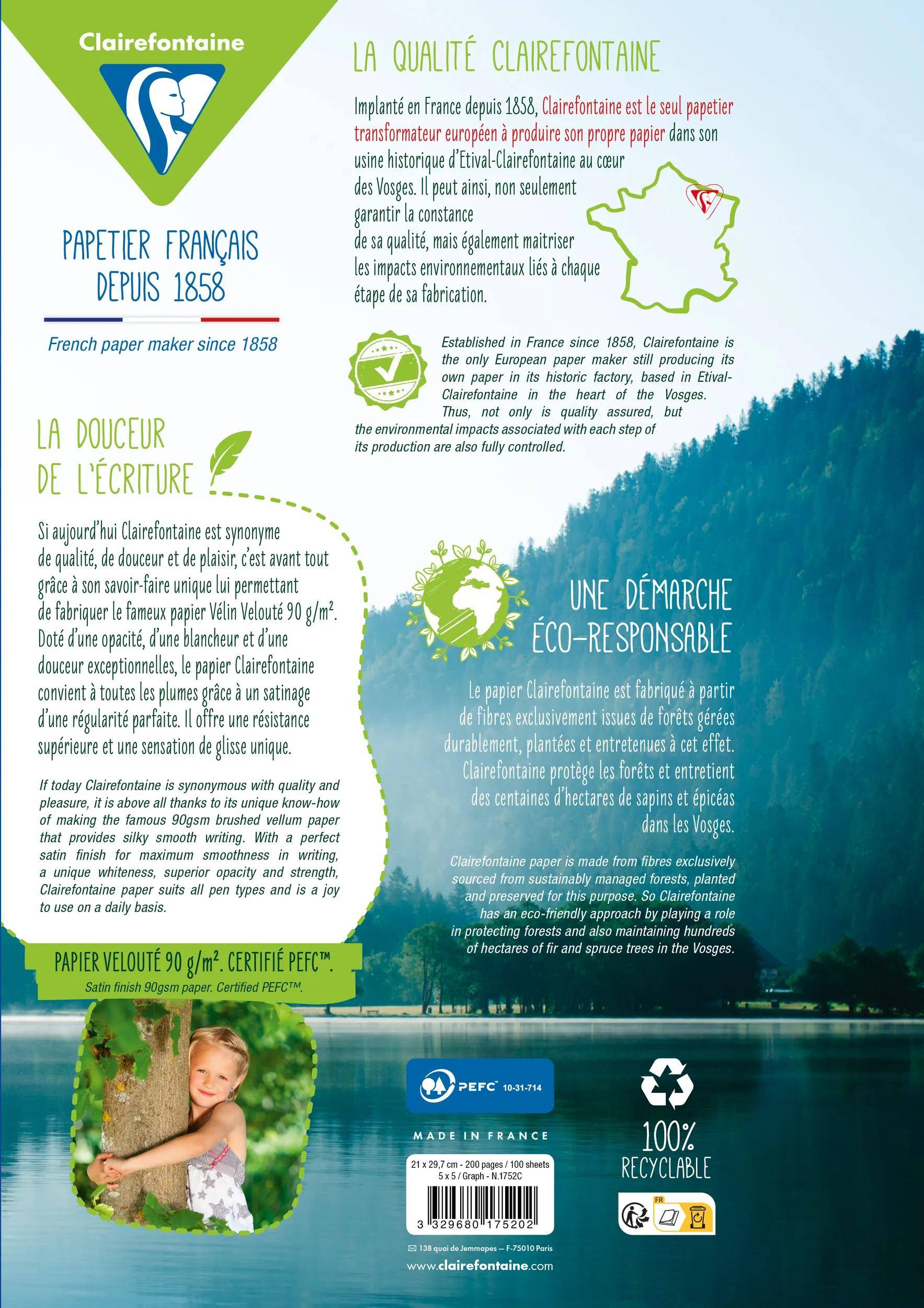 Clairefontaine 5x Packung 100 Bl Ringbucheinlagen, DIN A4, 90g, kariert 1752C