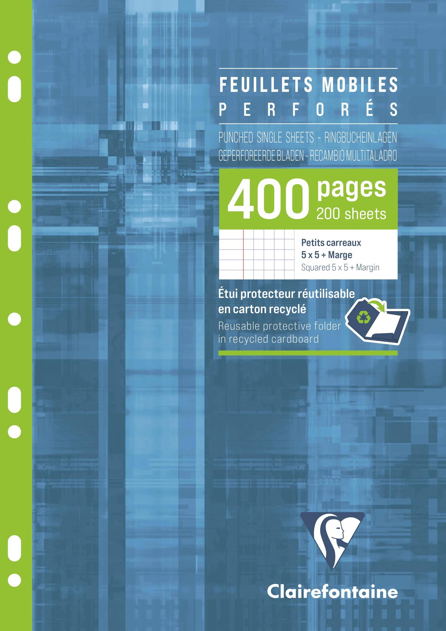 Blauer Clairefontaine Notizblockumschlag mit Perforation, beschriftet mit 