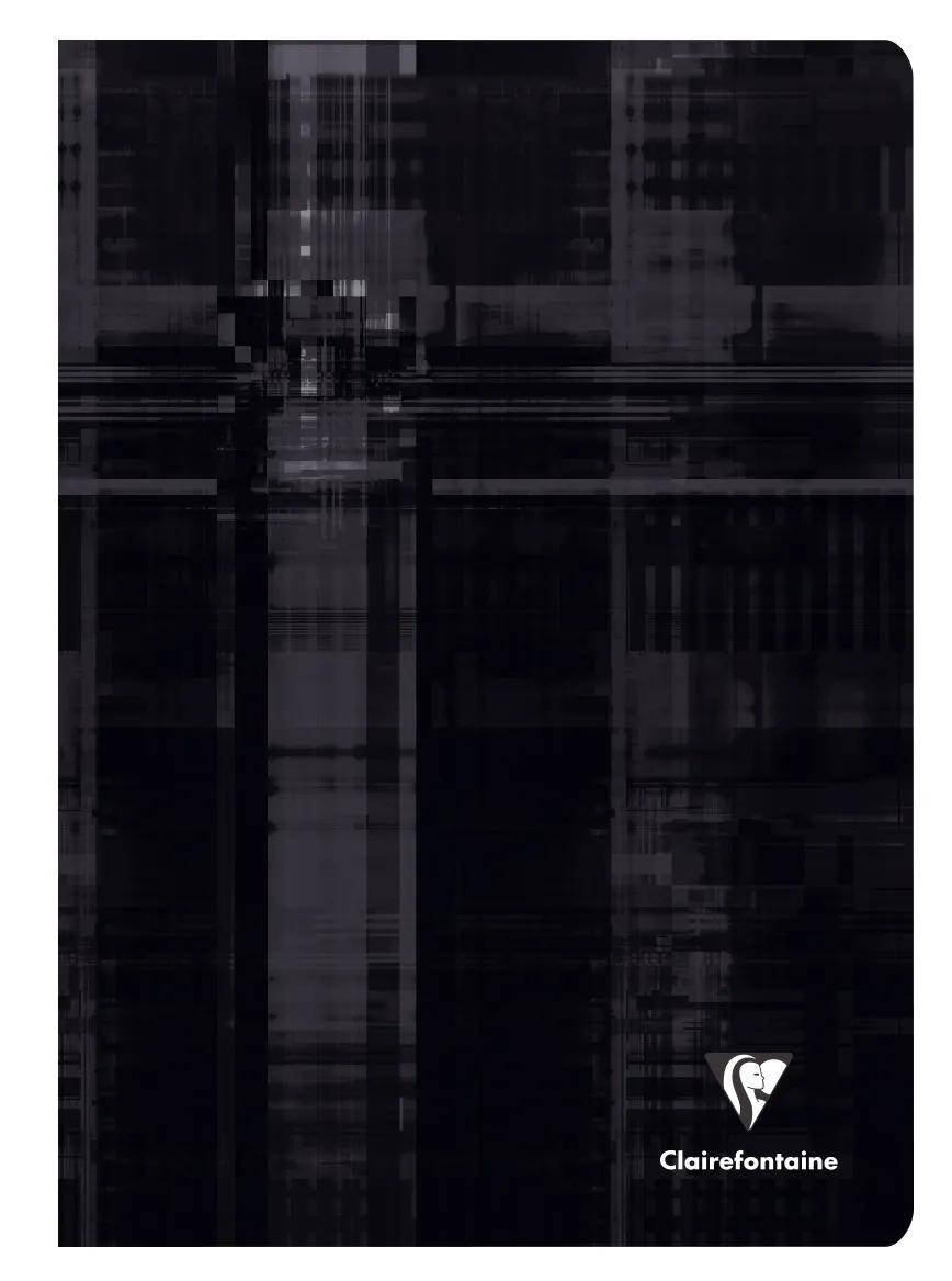 Abstraktes dunkles Karomuster in Schwarz und Grau mit dem Clairefontaine-Logo unten rechts.