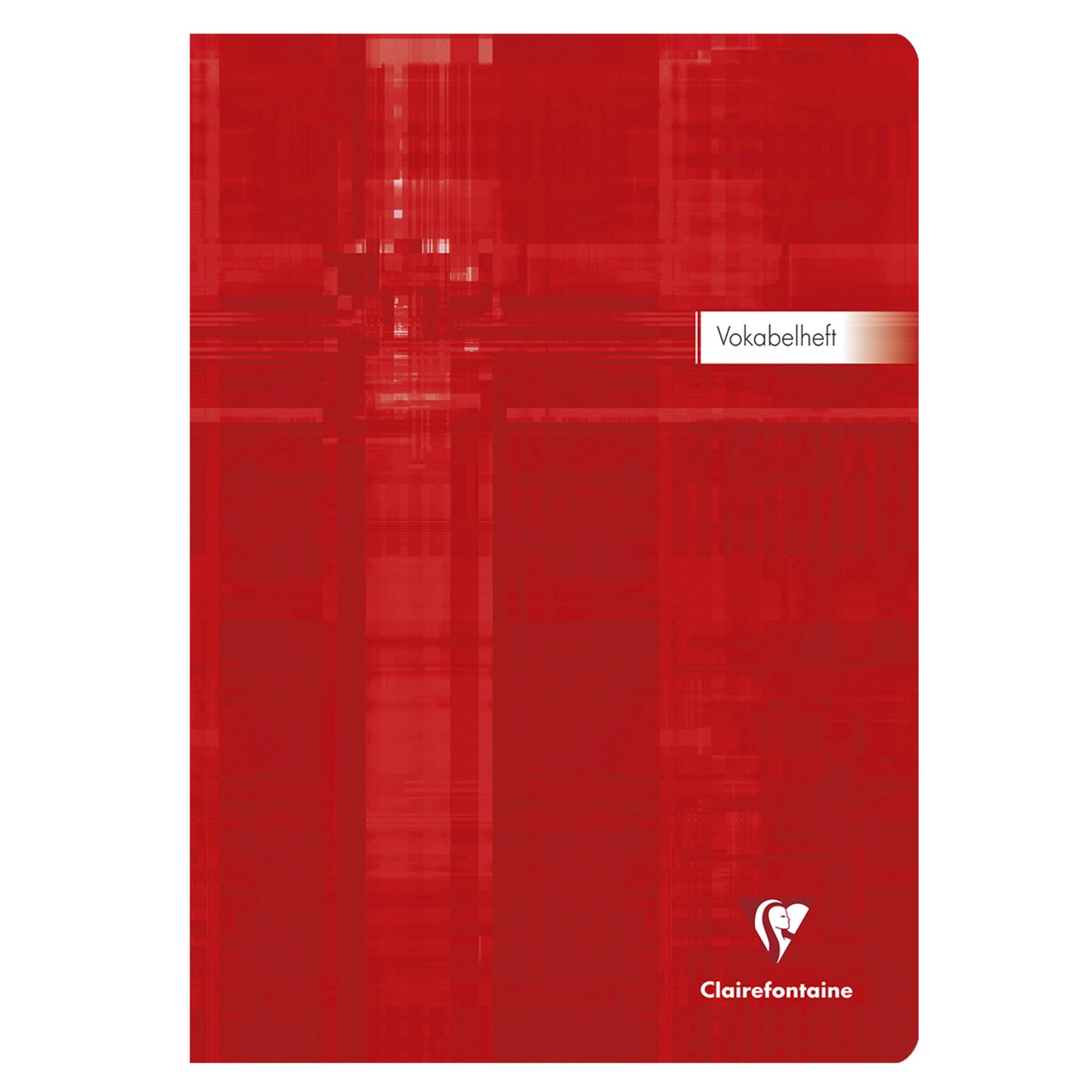 Rotes Clairefontaine-Notizbuch-Cover mit dem Wort „Vokabelheft" und dem Clairefontaine-Logo.