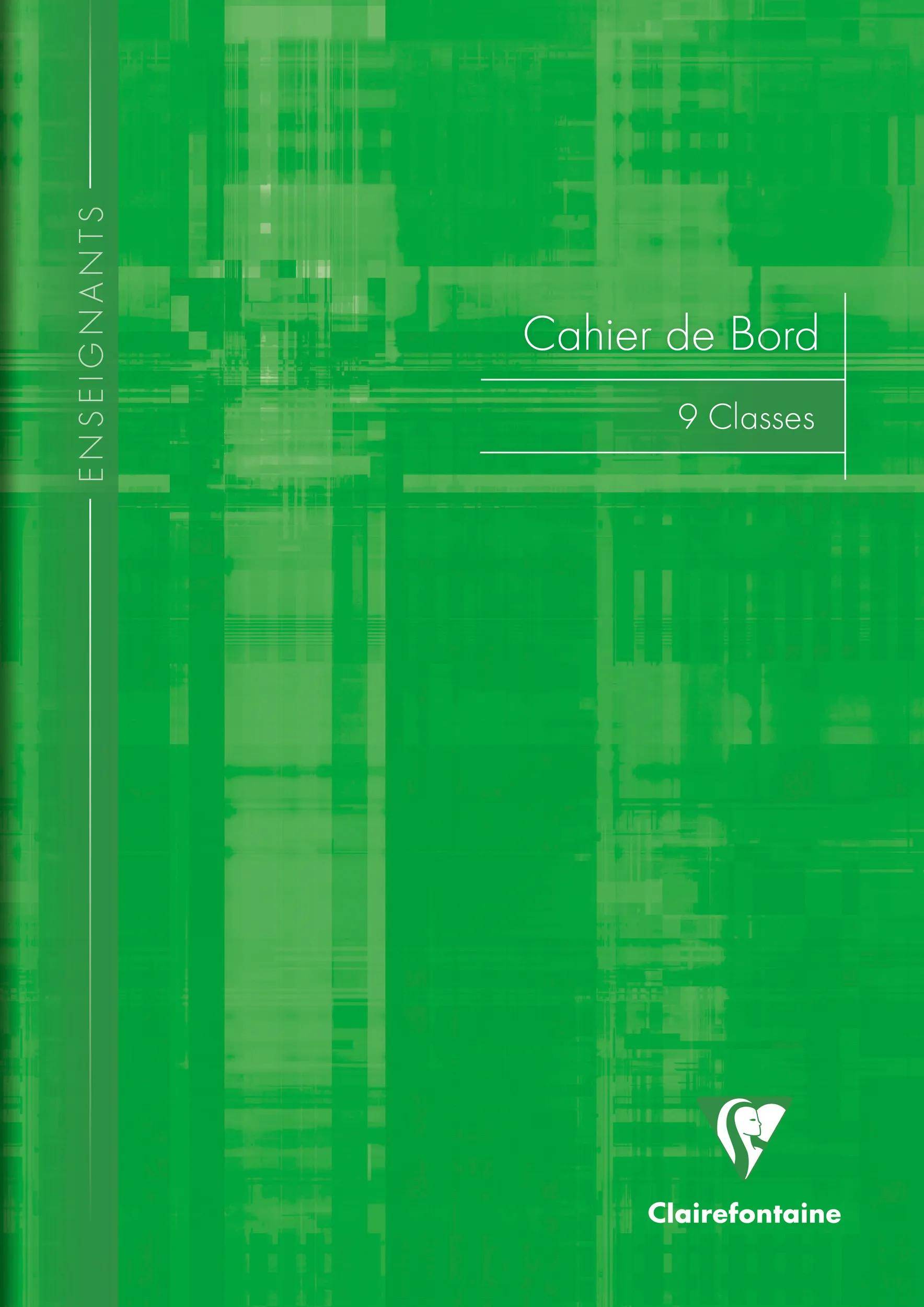 Grüner Schulnotizblock von Clairefontaine mit der Aufschrift „Cahier de Bord