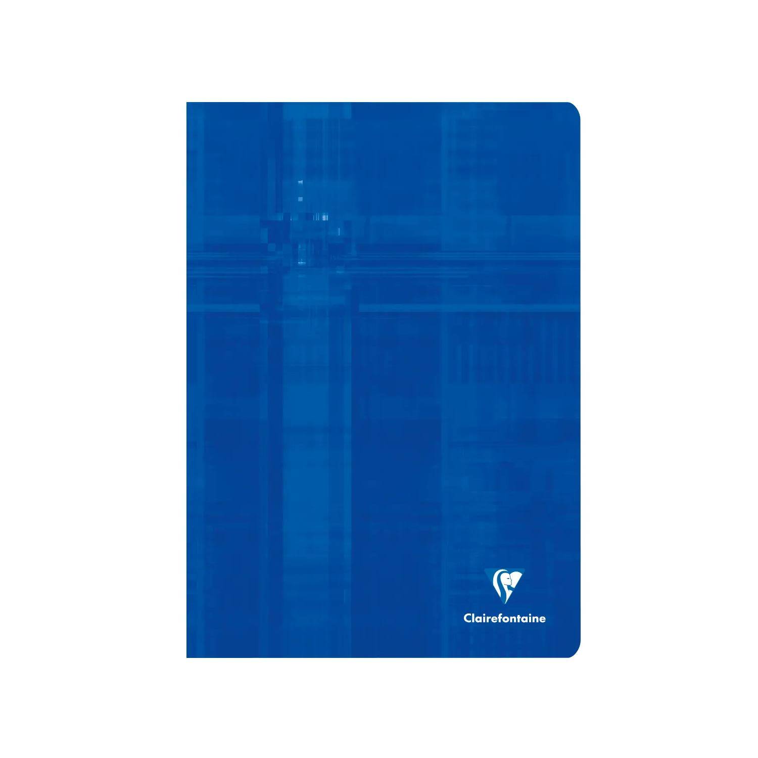 Blaues Clairefontaine-Notizbuch mit kleinem weißem Logo unten rechts.