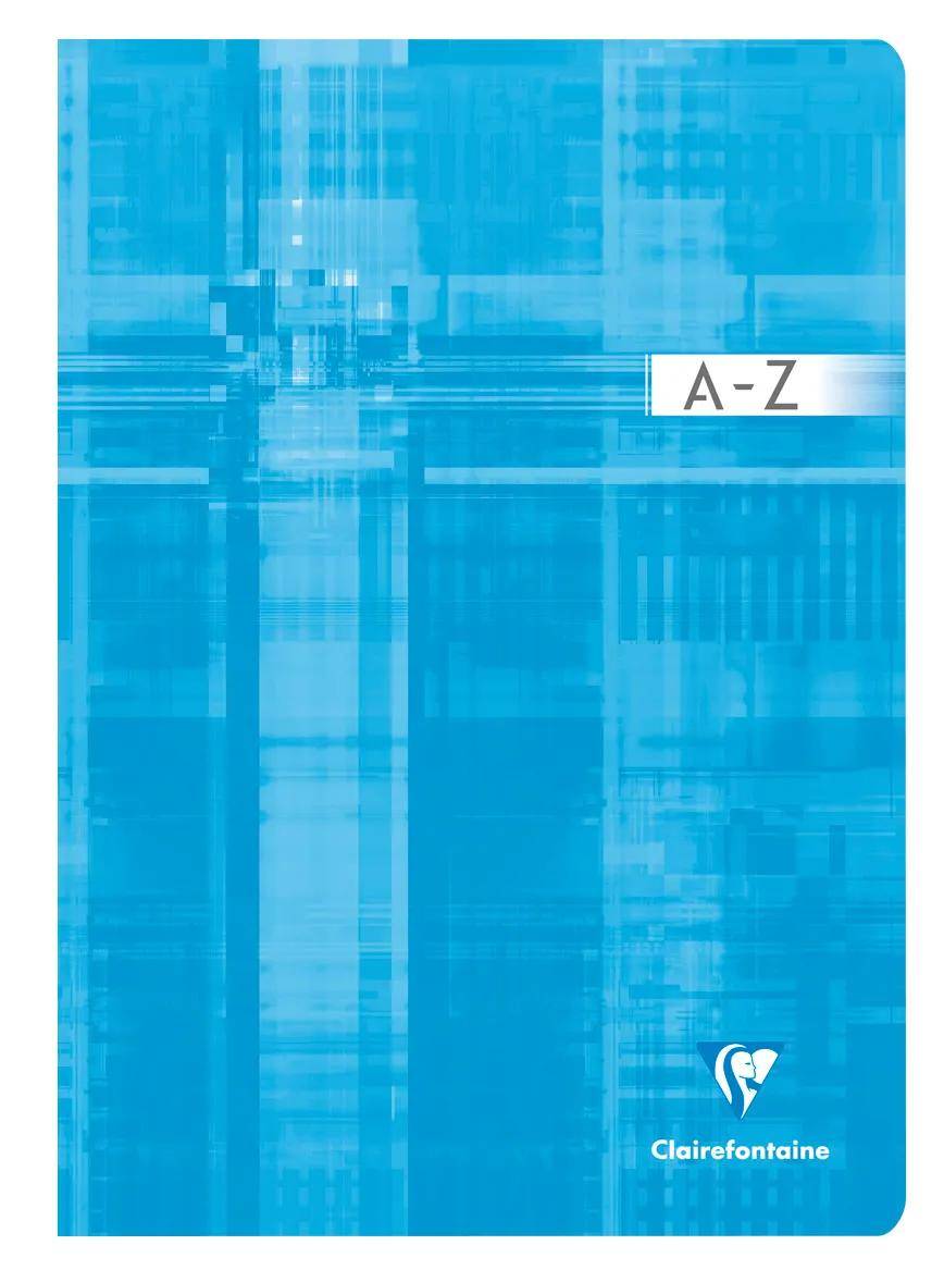 Abstrakter blauer Hintergrund mit einem weißen Rechteck, das die Großbuchstaben 