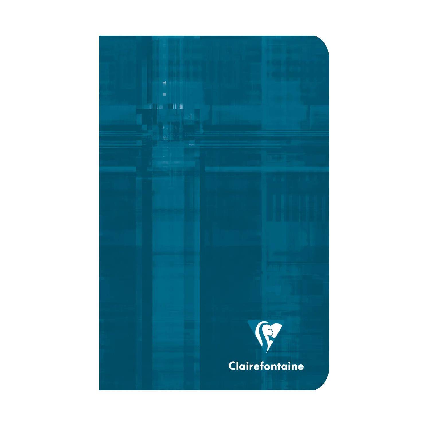 Blauer Clairefontaine Notizbucheinband mit abstraktem strukturiertem Muster und abgerundeten Ecken, das das Clairefontaine-Logo unten rechts zeigt.