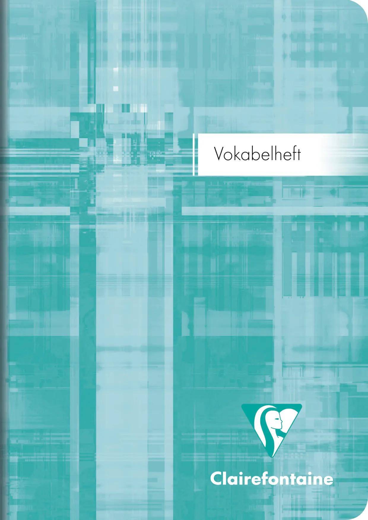 Blankes Clairefontaine-Vokabelheft mit grünem Umschlag und dem Titel „Vokabelheft