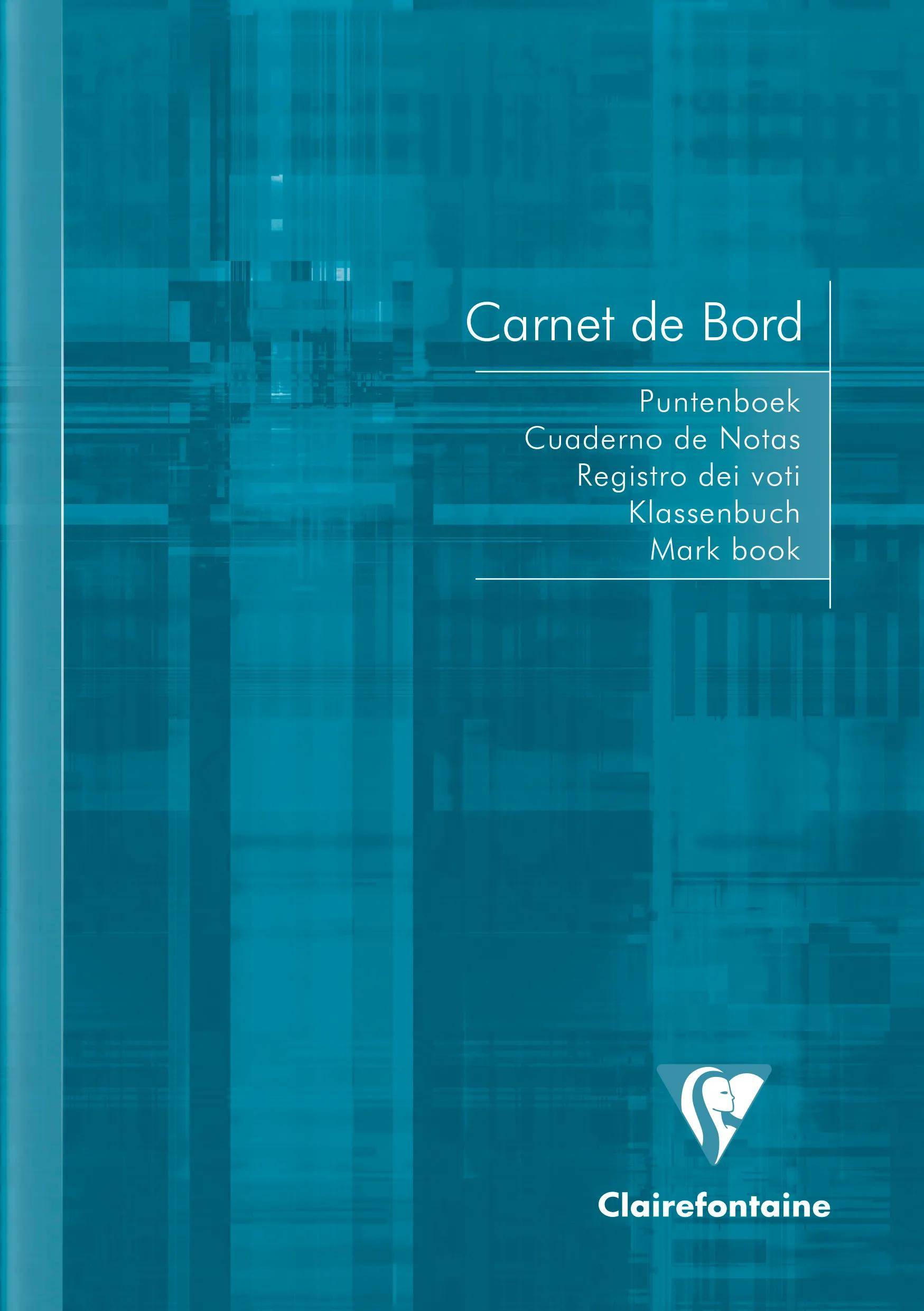 Blauer Clairefontaine Notizbucheinband mit dem Titel „Carnet de Bord