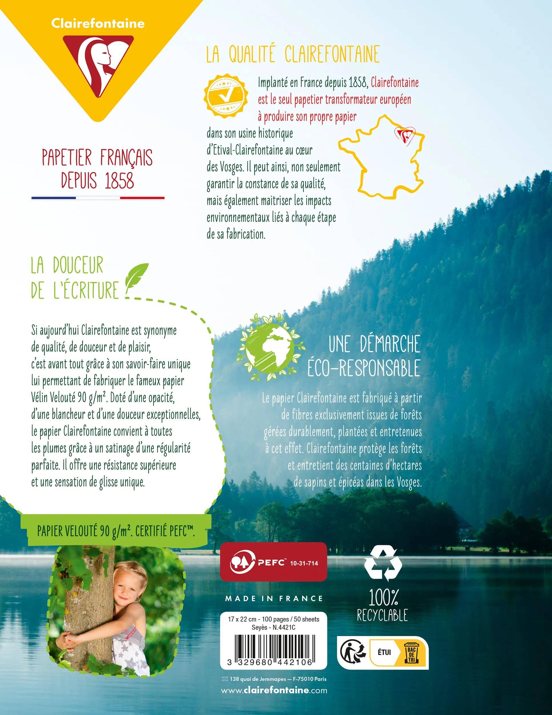 Clairefontaine 10x Klausurbogen 17x22cm 100 Seiten FR Lineatur 4421C