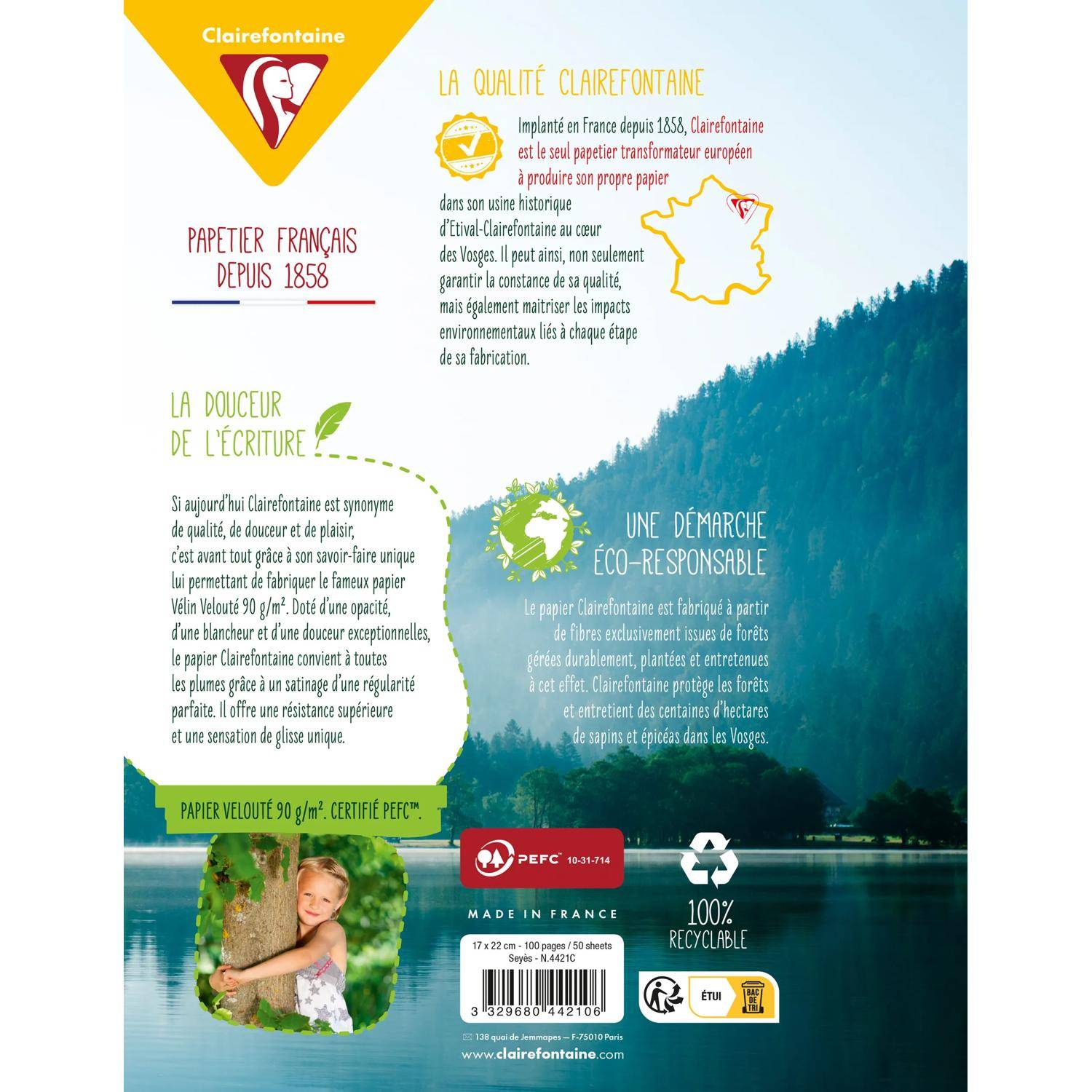 Clairefontaine 10x Klausurbogen 17x22cm 100 Seiten FR Lineatur 4421C