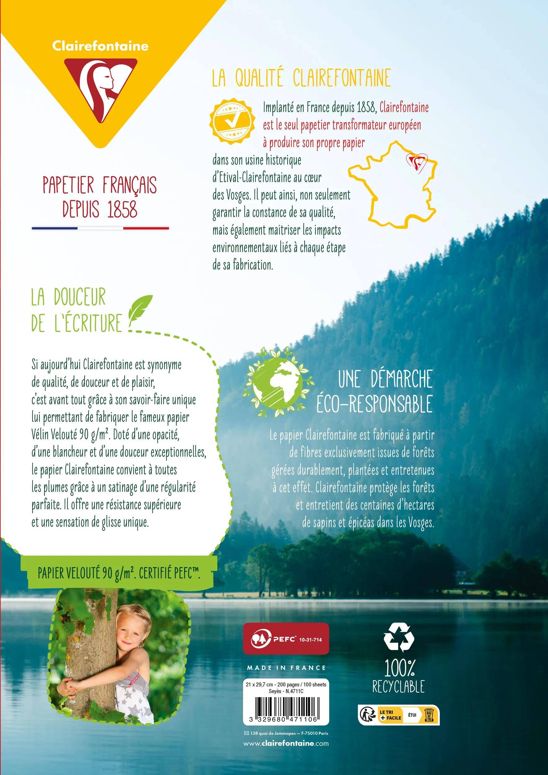 Clairefontaine 5x Packung mit 100 Blatt Kanzleibogen DIN A4 FR Lineatur 4711C