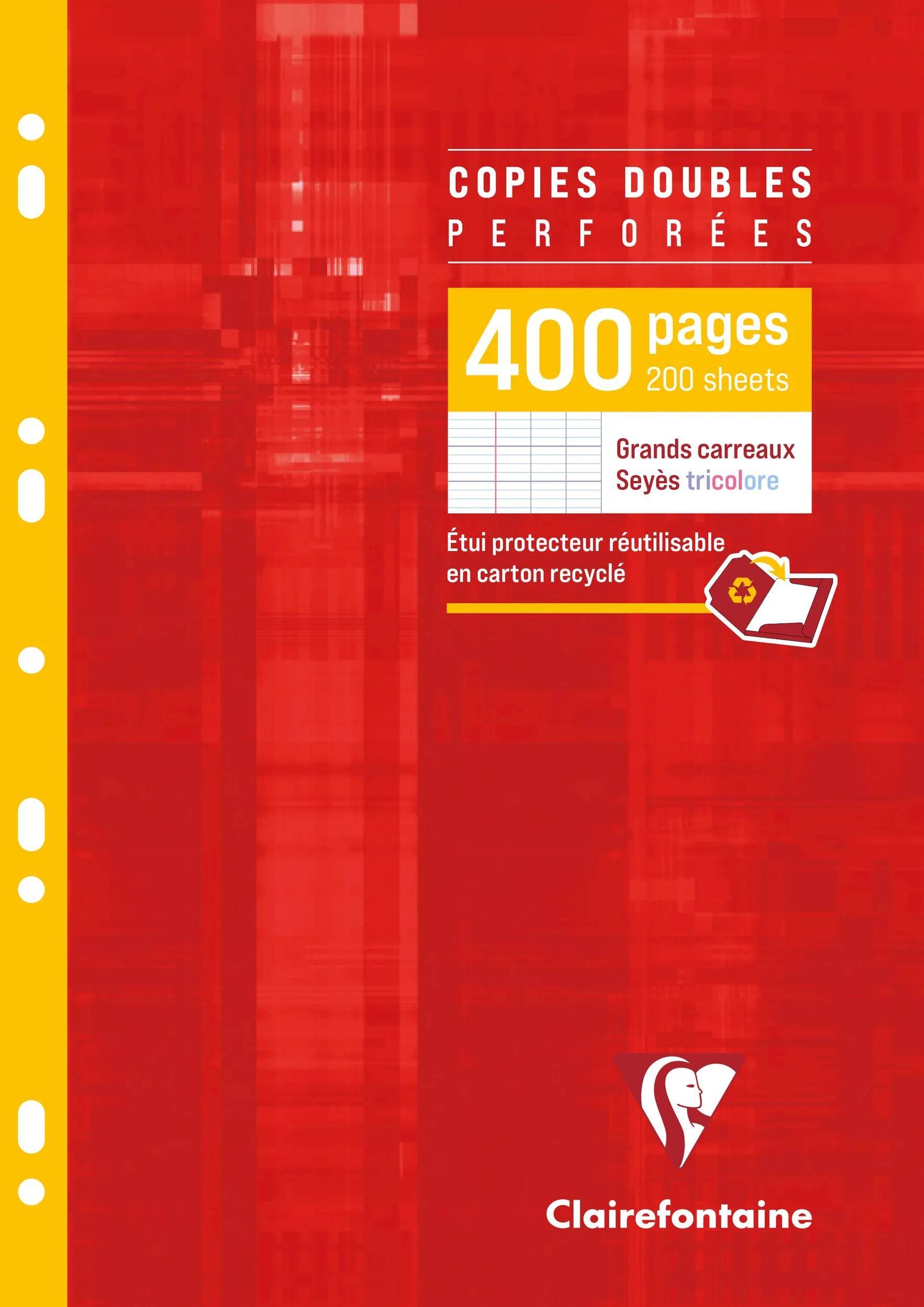 Rotes perforiertesKopierblockcover von Clairefontaine, mit der Bezeichnung „400 Seiten