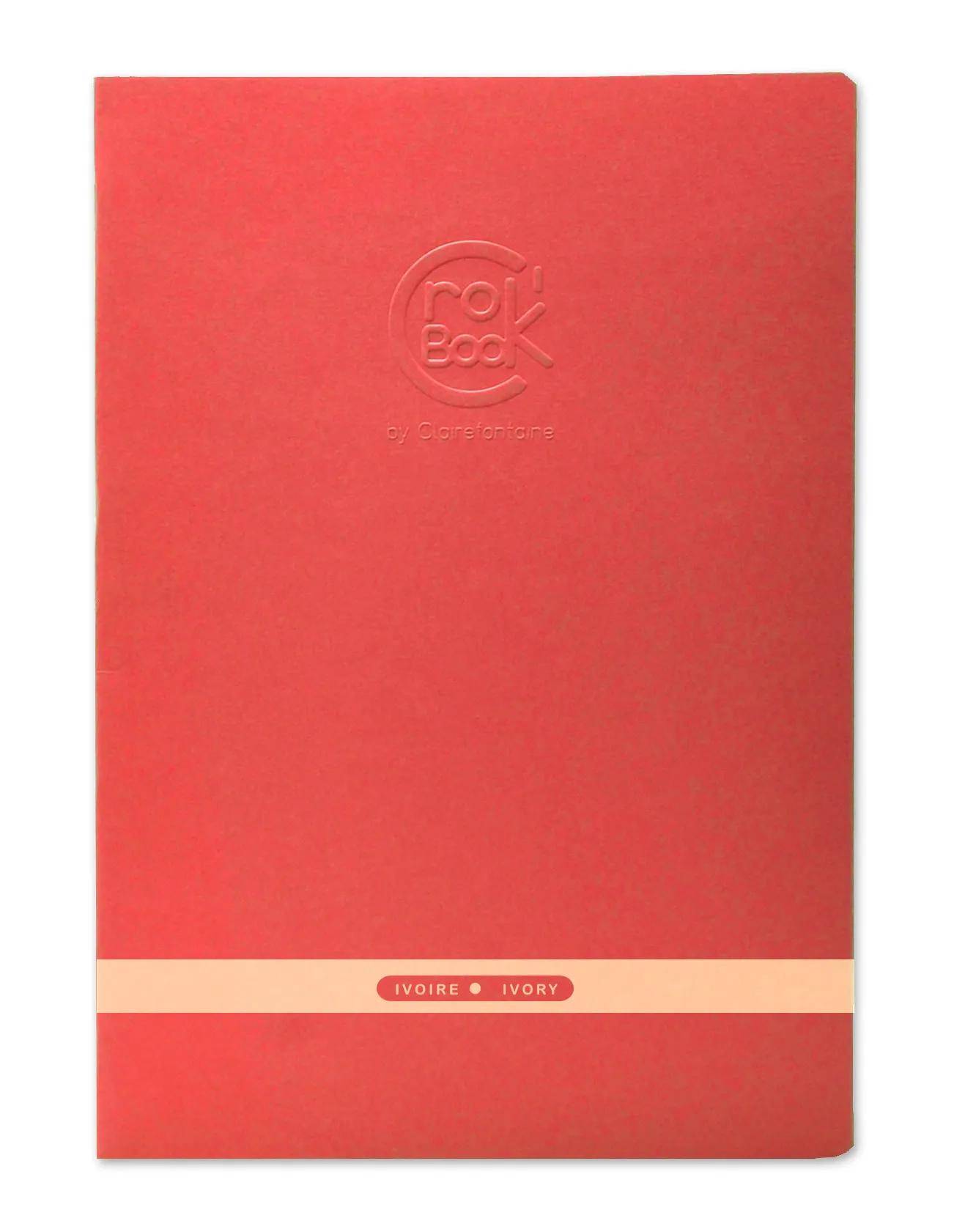 Rotes Notizbuch mit geprägtem „notebook