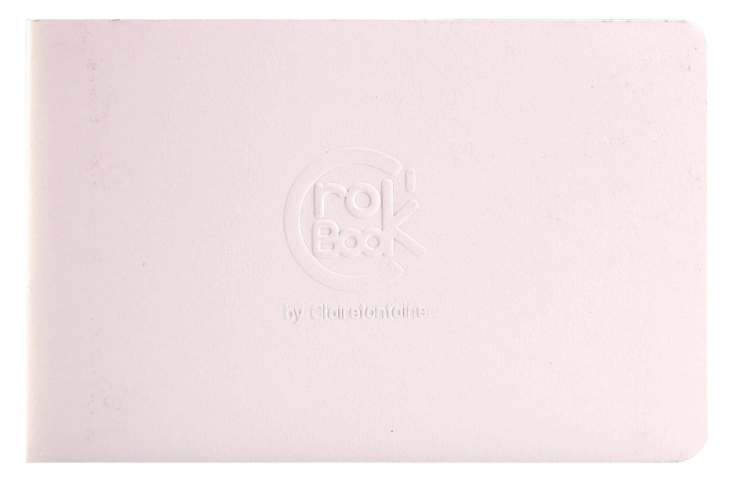 Helles rosa Notizbuch mit geschlossenem Einband oder Ordnerabdeckung mit zentriertem, geprägtem Logo 