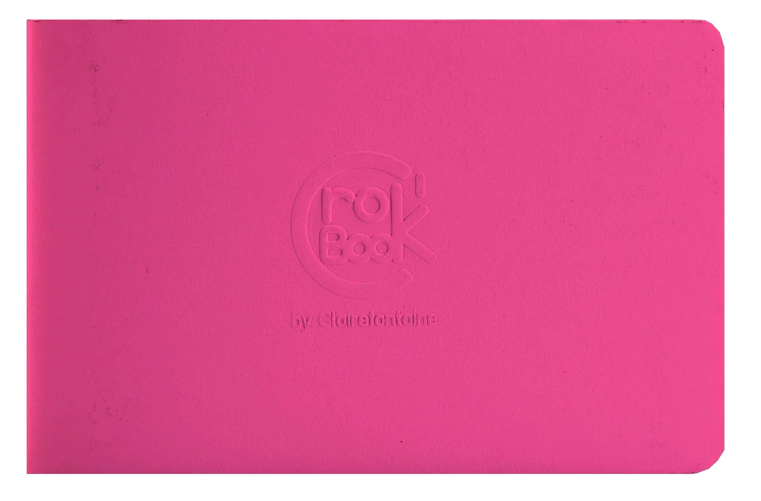 Rosa Notizbuchcover mit geprägten Wörtern 
