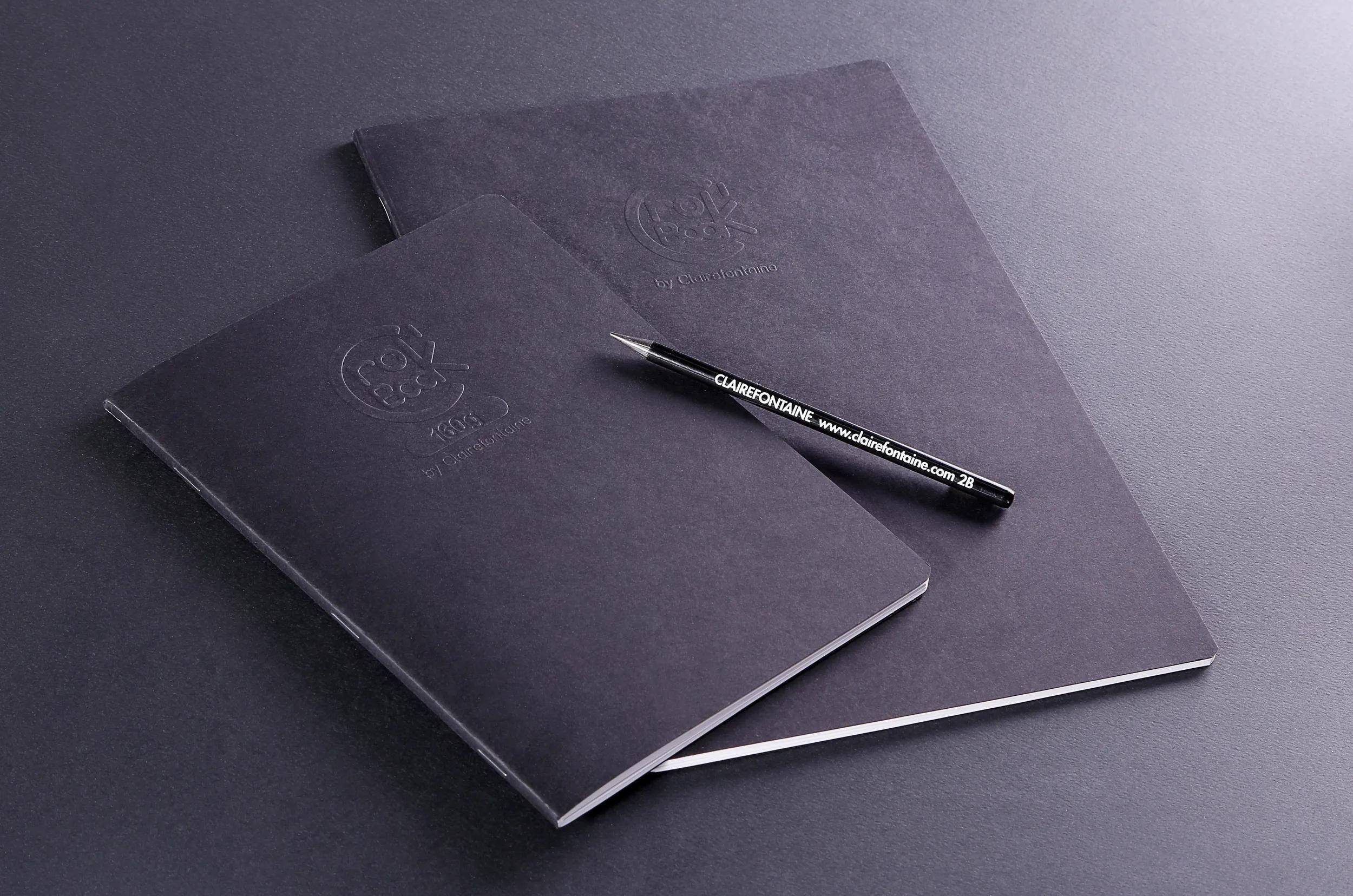 Clairefontaine 5x Skizzenheft A3, 20 Blatt weiß schwarzer Einband Schwarz 60352C