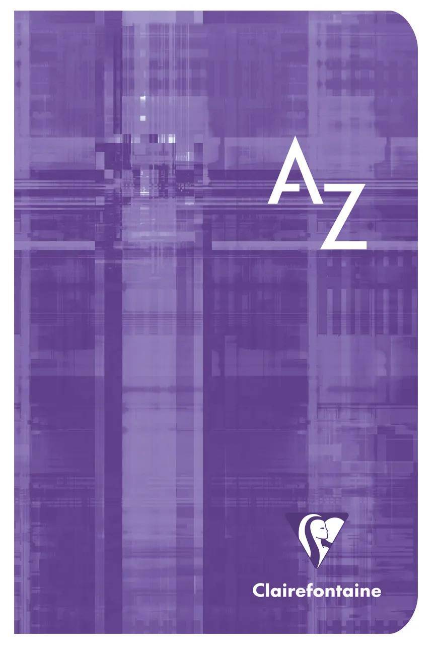 Violettes Clairefontaine-Notizbuch-Cover mit großem weißem „A Z