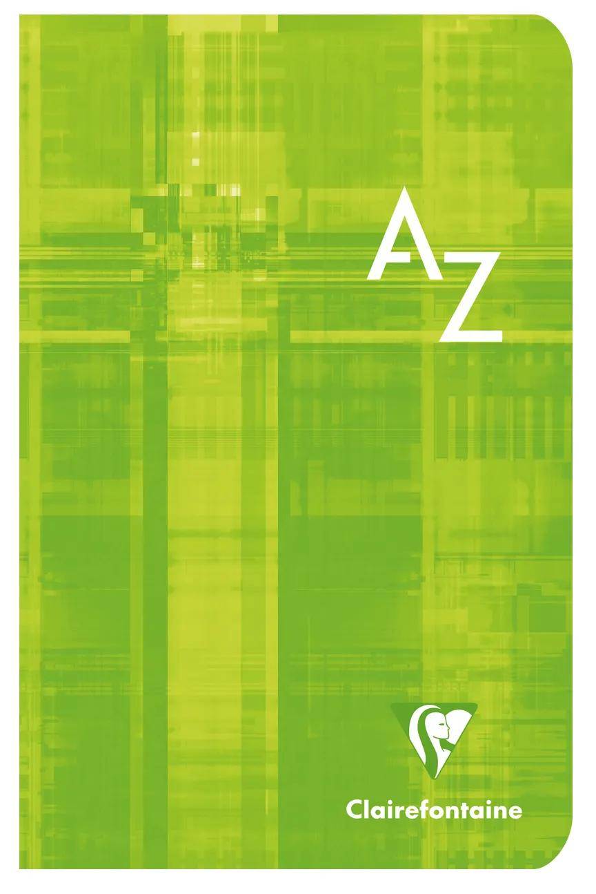 Grüner Clairefontaine-Notizbucheinband mit großem weißem „A Z