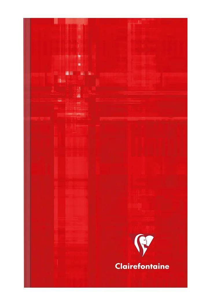 Rotes Clairefontaine-Notizbuchcover mit abstraktem strukturiertem Muster und weißem herzförmigem Logo über dem Wort „Clairefontaine