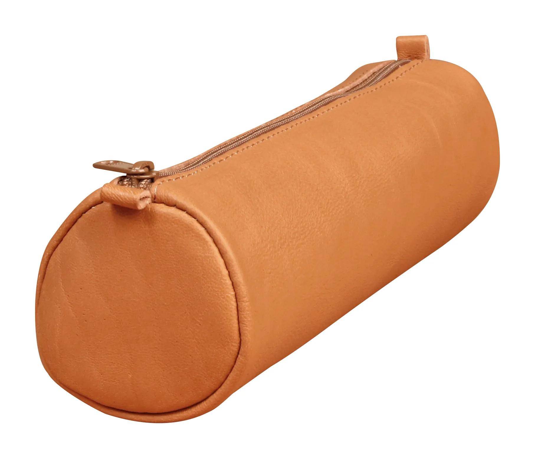 Clairefontaine 8x Age Bag, rundes Schlampermäppchen Leder, 21xØ6 cm Tabak 77017C