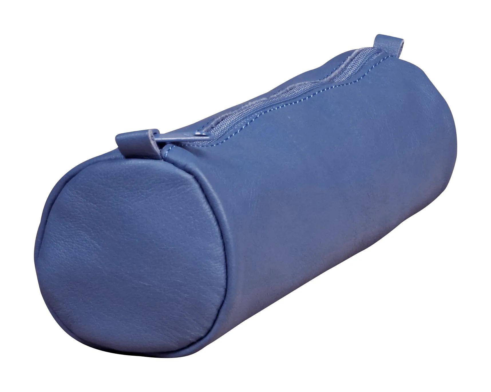 Clairefontaine 8x Age Bag, rundes Schlampermäppchen Leder, 21xØ6 cm Blau 77023C