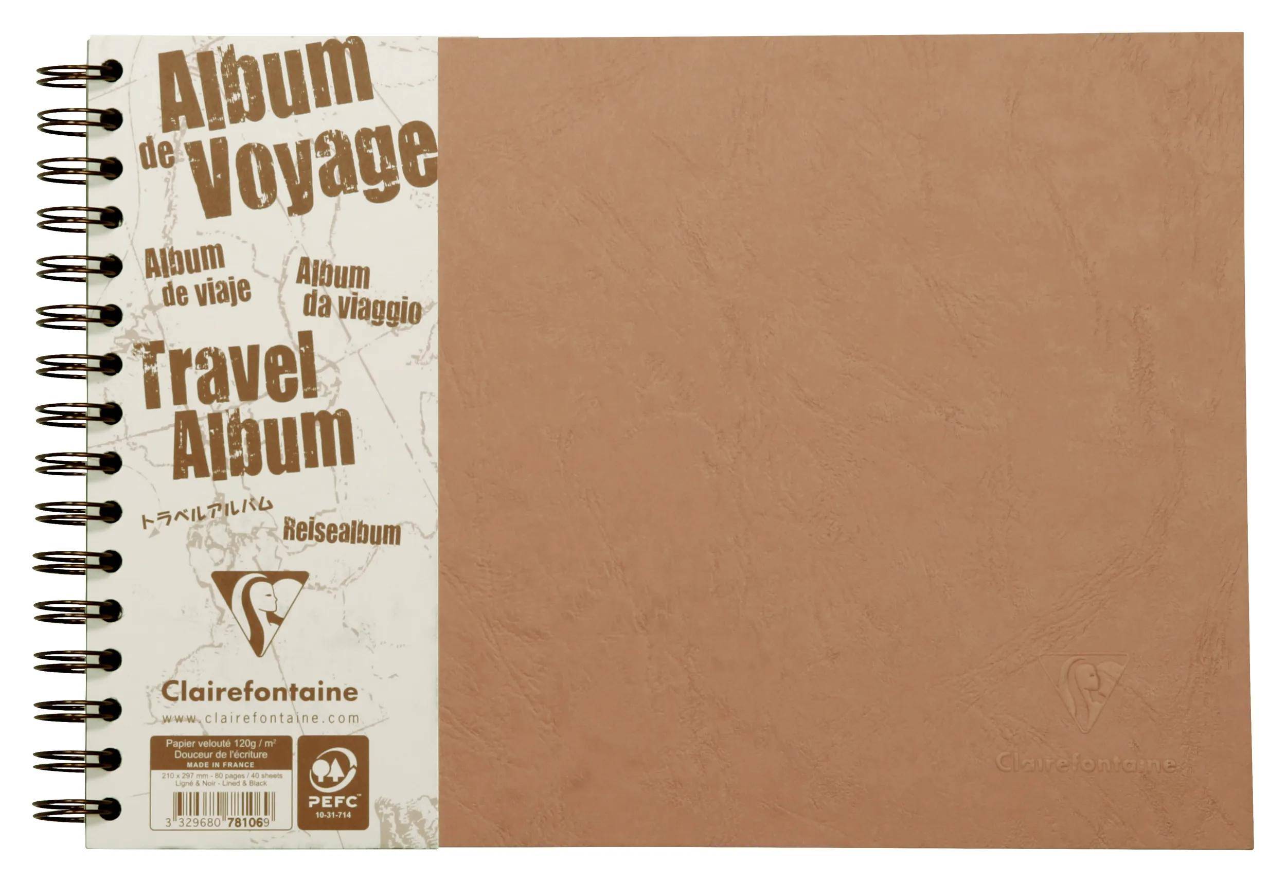 Clairefontaine 5x Reisealbum Age Bag A4 quer liniert / blanko 40 Bl Tabak 78106C