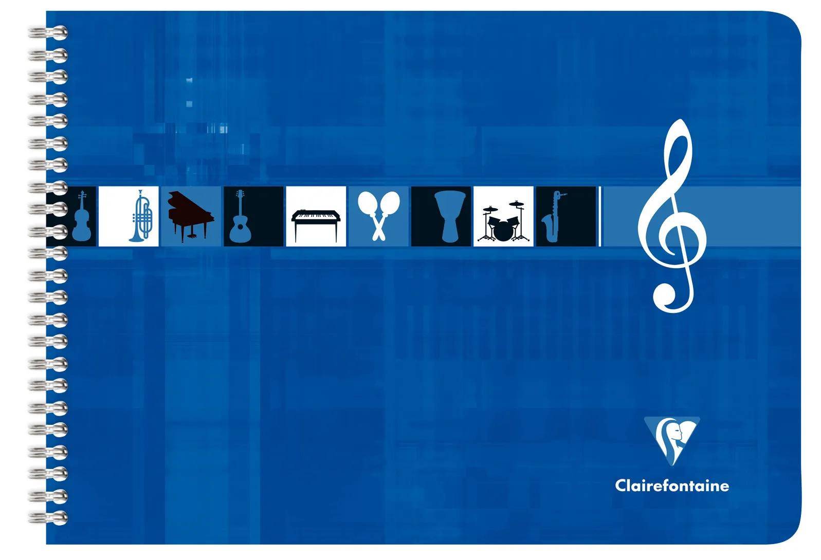 Clairefontaine 10x Notenheft 24x32cm im Querformat, 25 Blatt 90g - Blau 8104C