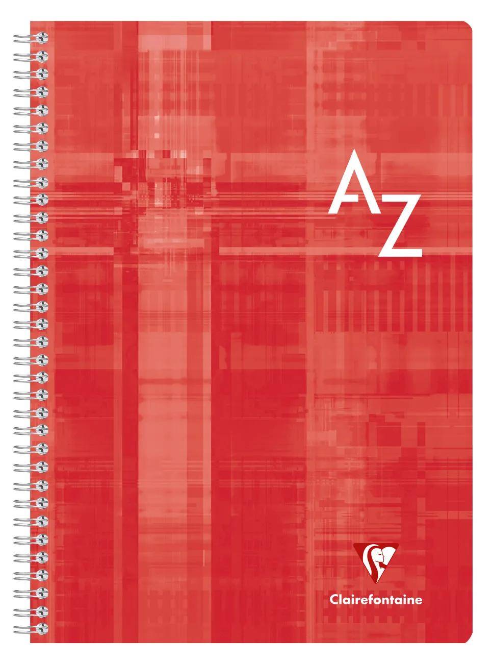 Rotes spiralgebundenes Notizbuch mit rotem abstraktem Umschlag, großem weißem 