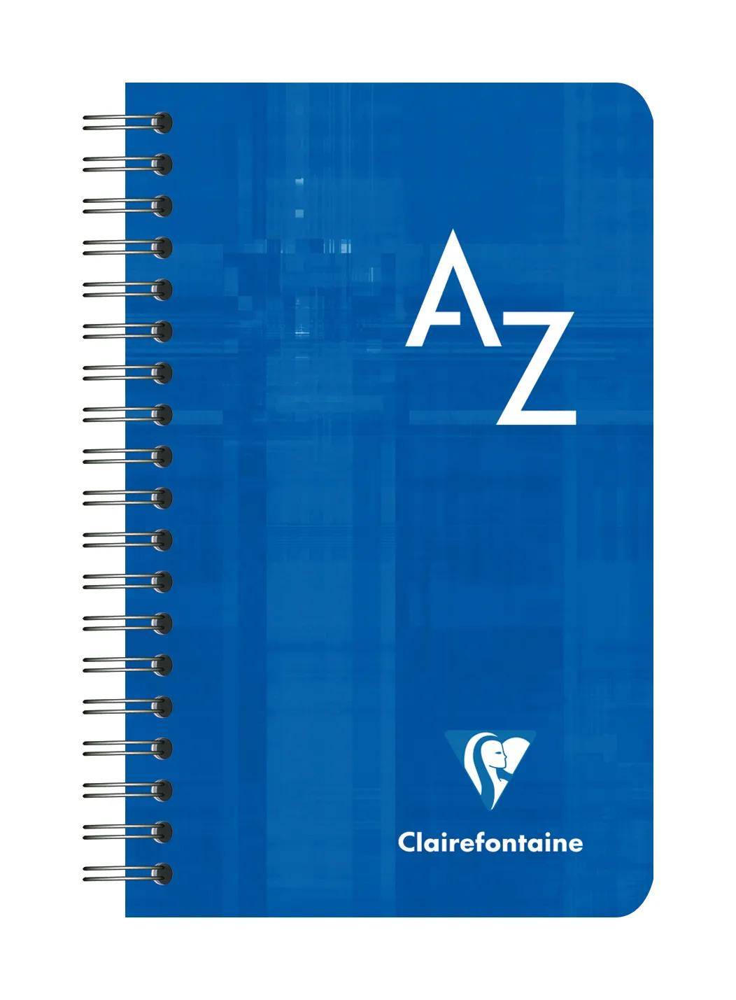 Blauer Spiralblock-Umschlag mit großen weißen Buchstaben „A Z