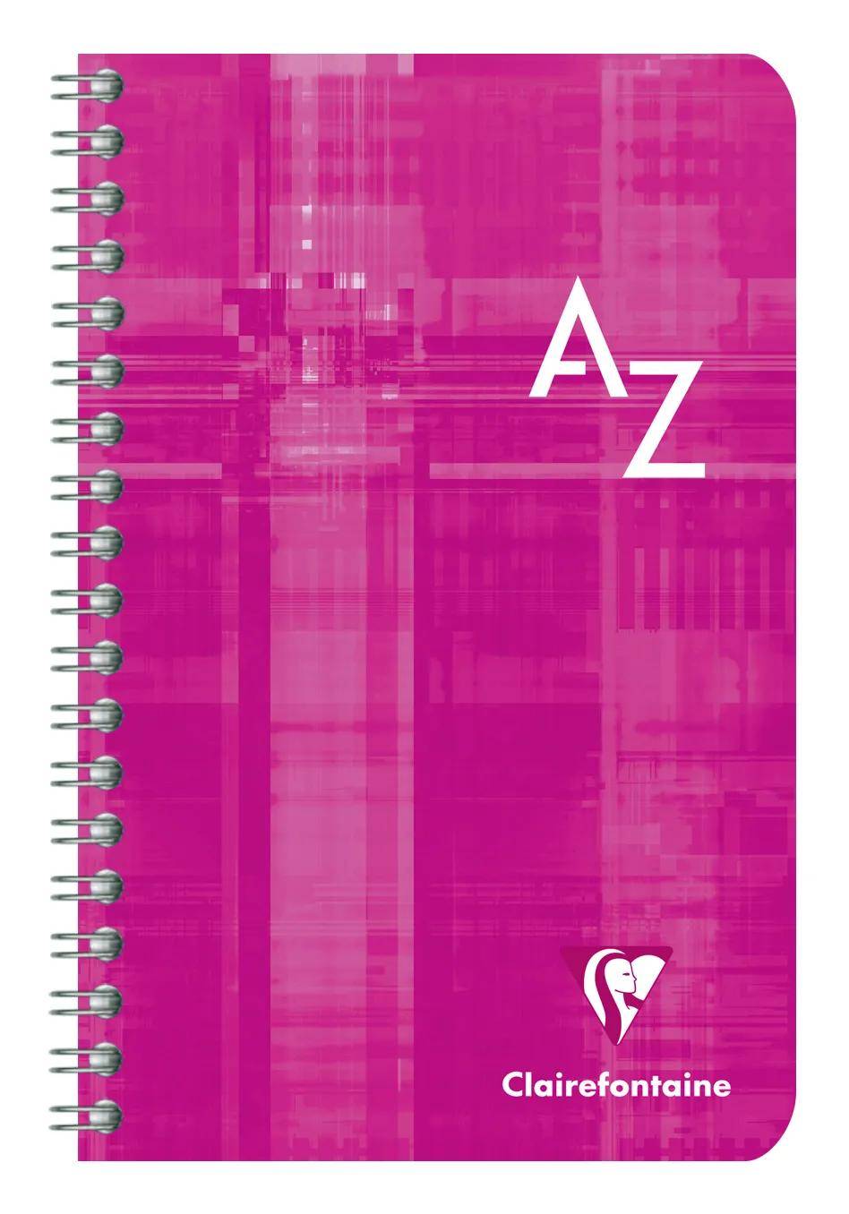 Rosa Spiralbindung-Notizbuchcover mit großen weißen Buchstaben „A Z