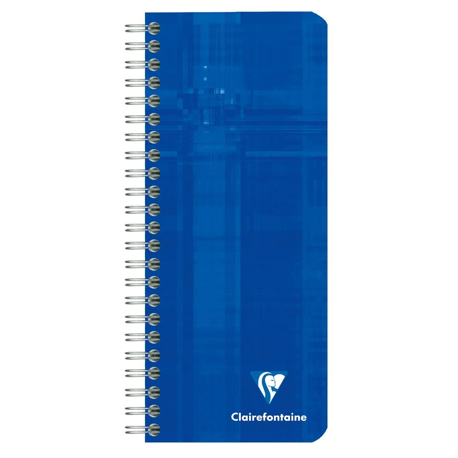 Blaues spiralgebundenes Notizbuch mit abgerundeten Ecken und Clairefontaine-Logo auf dem Umschlag