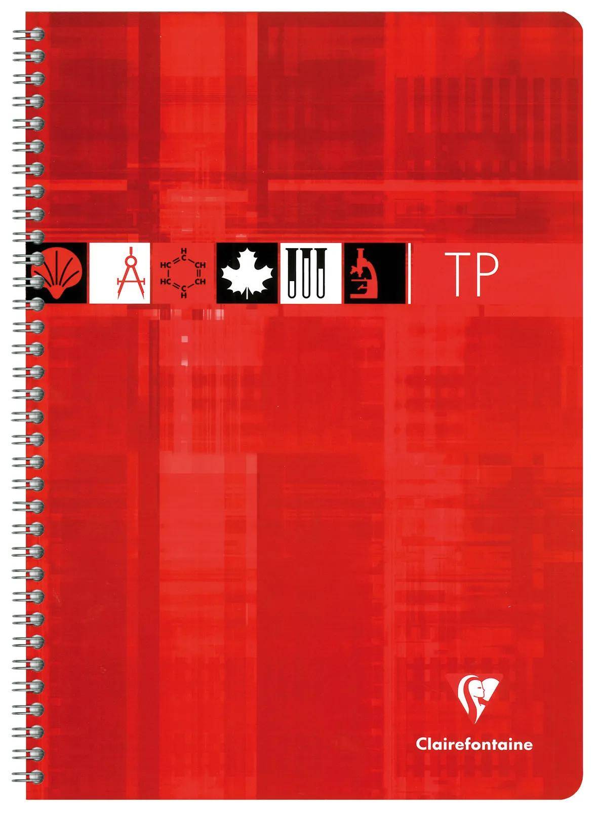 Rotes spiralgebundenes Clairefontaine-Notizbuch mit „TP