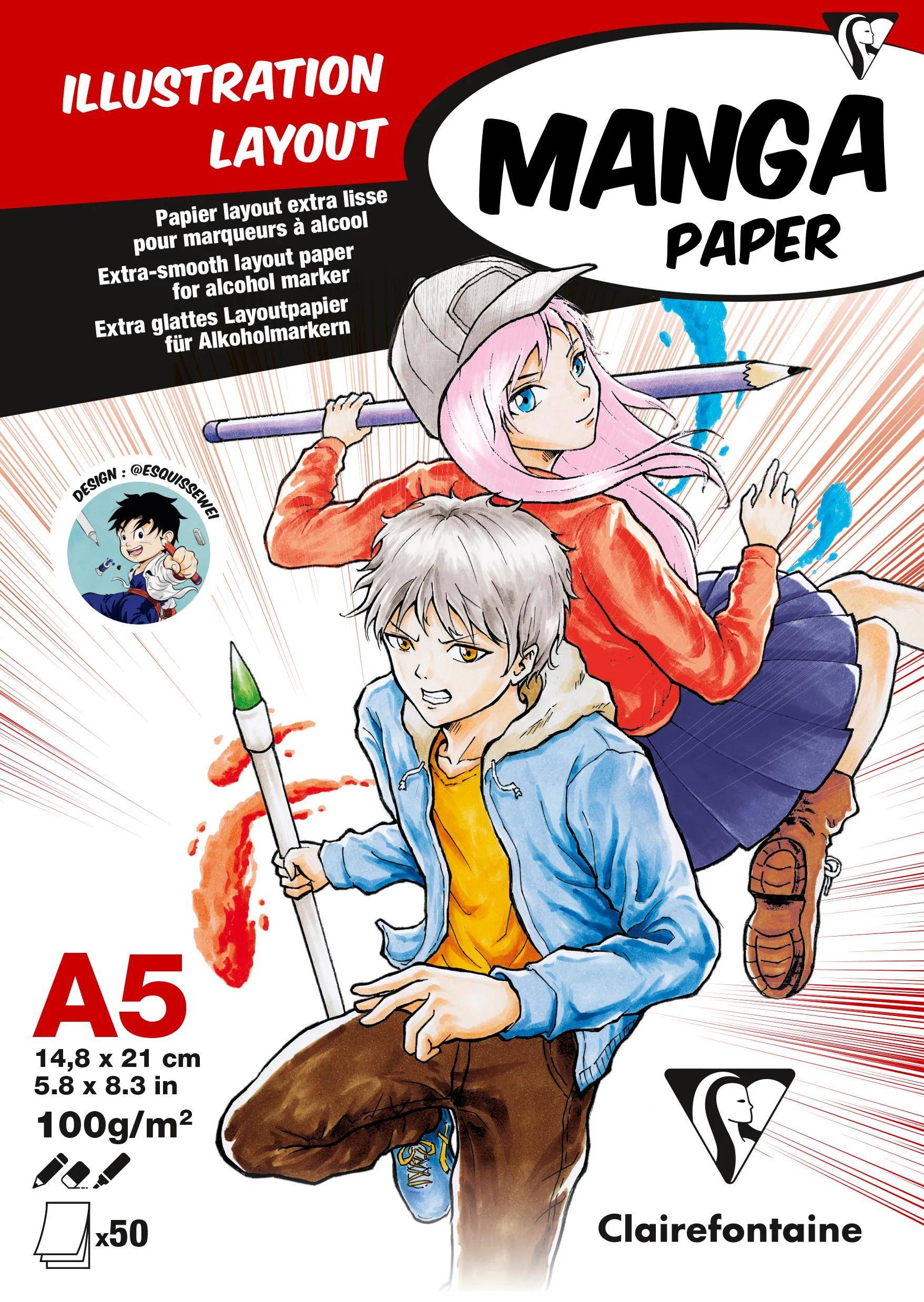 Clairefontaine 5x Layoutblock für Mangas und Comics A5 50 Blatt 100g 94041C