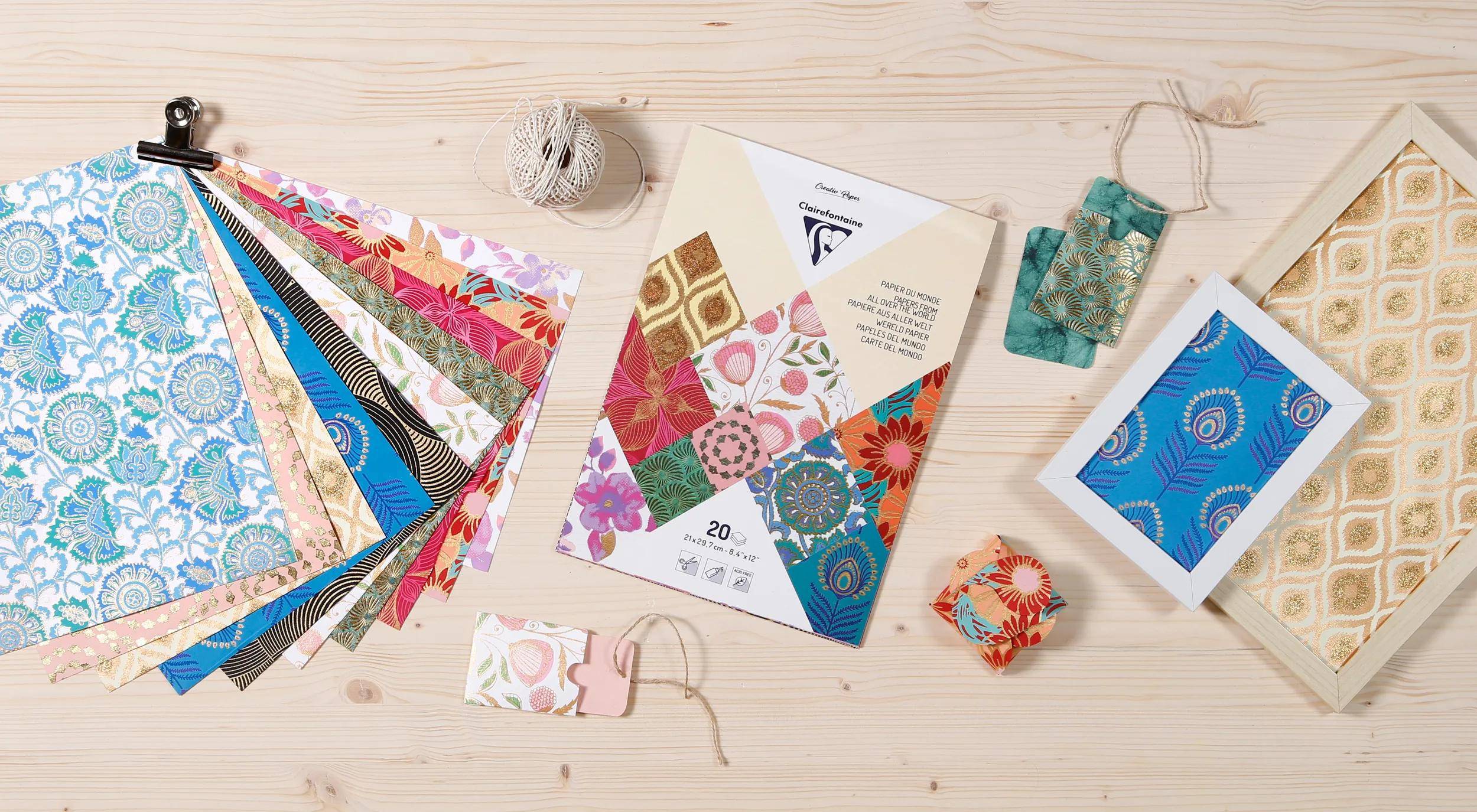 Clairefontaine 3x Papiere aller Welt, Block geleimt A4, 20 Bl Sortierung 95097C