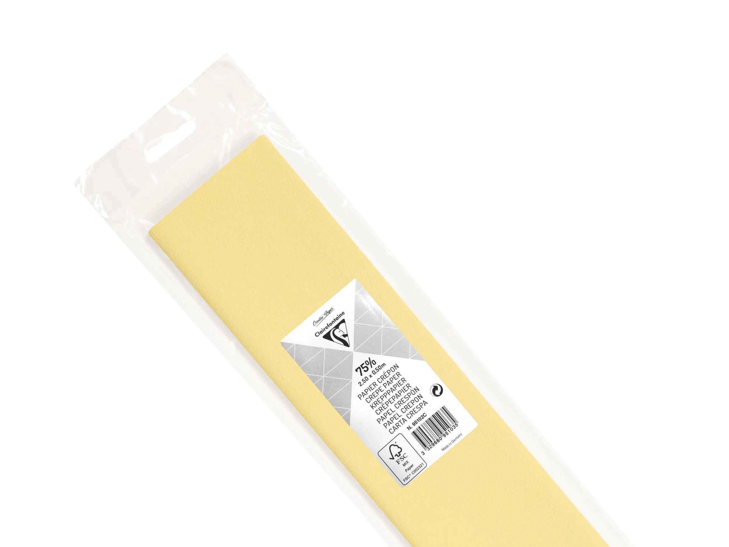 Clairefontaine 10x Krepppapier 1 Blatt 2,50x0,50m Elfenbein 95102C