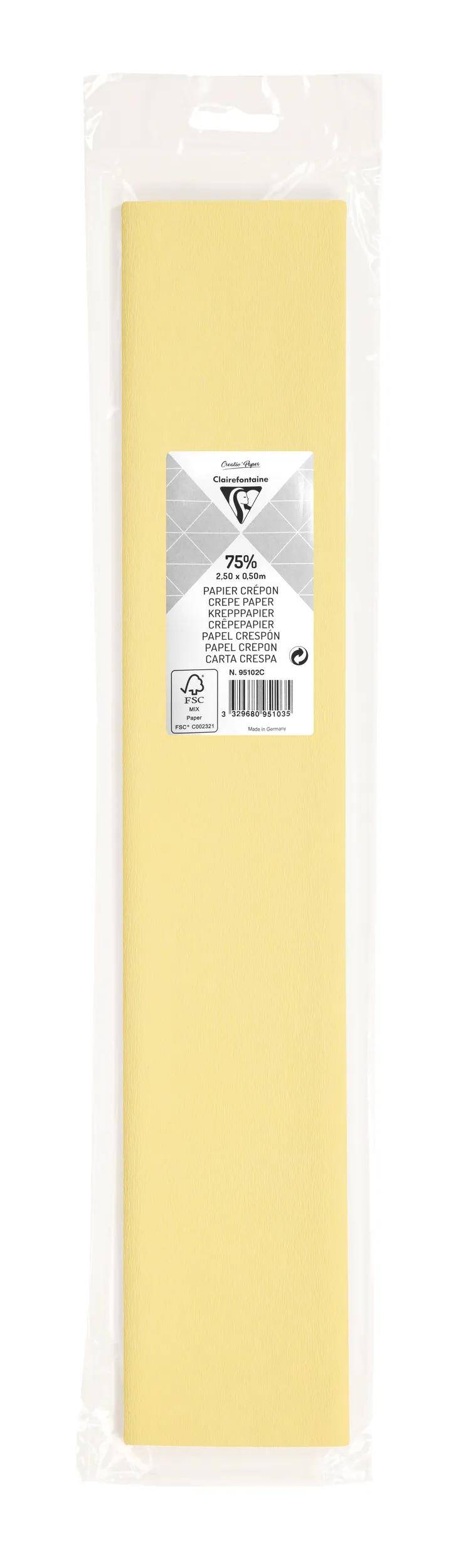 Clairefontaine 10x Krepppapier 1 Blatt 2,50x0,50m Elfenbein 95102C