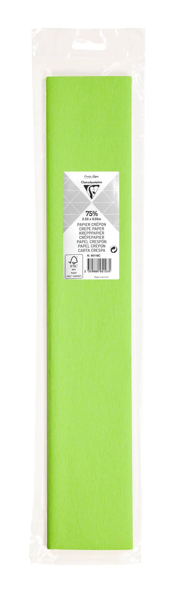 Grüne rechteckige Bastelpapierolle oder Kartonstapel in durchsichtiger Kunststoffverpackung mit kleinem beschriftetem Preisetikett auf der Vorderseite.